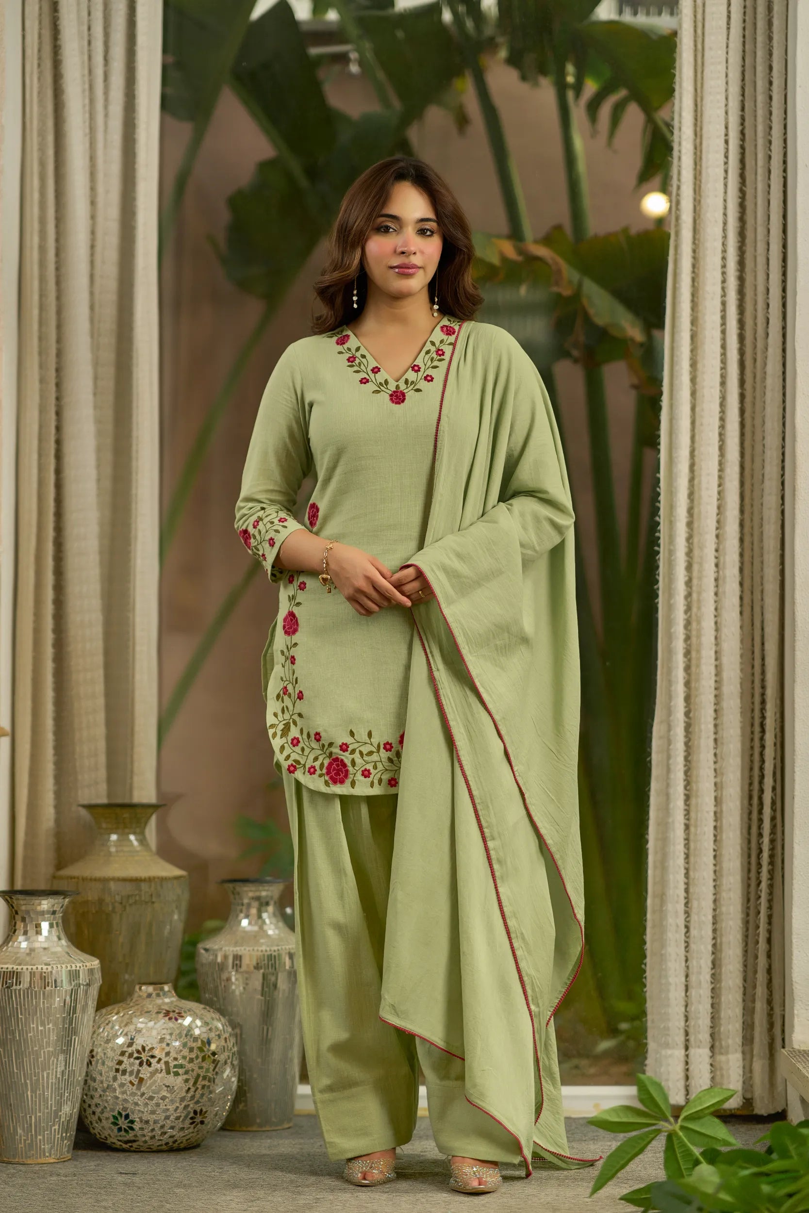 Sage Embroidered Kurta Set