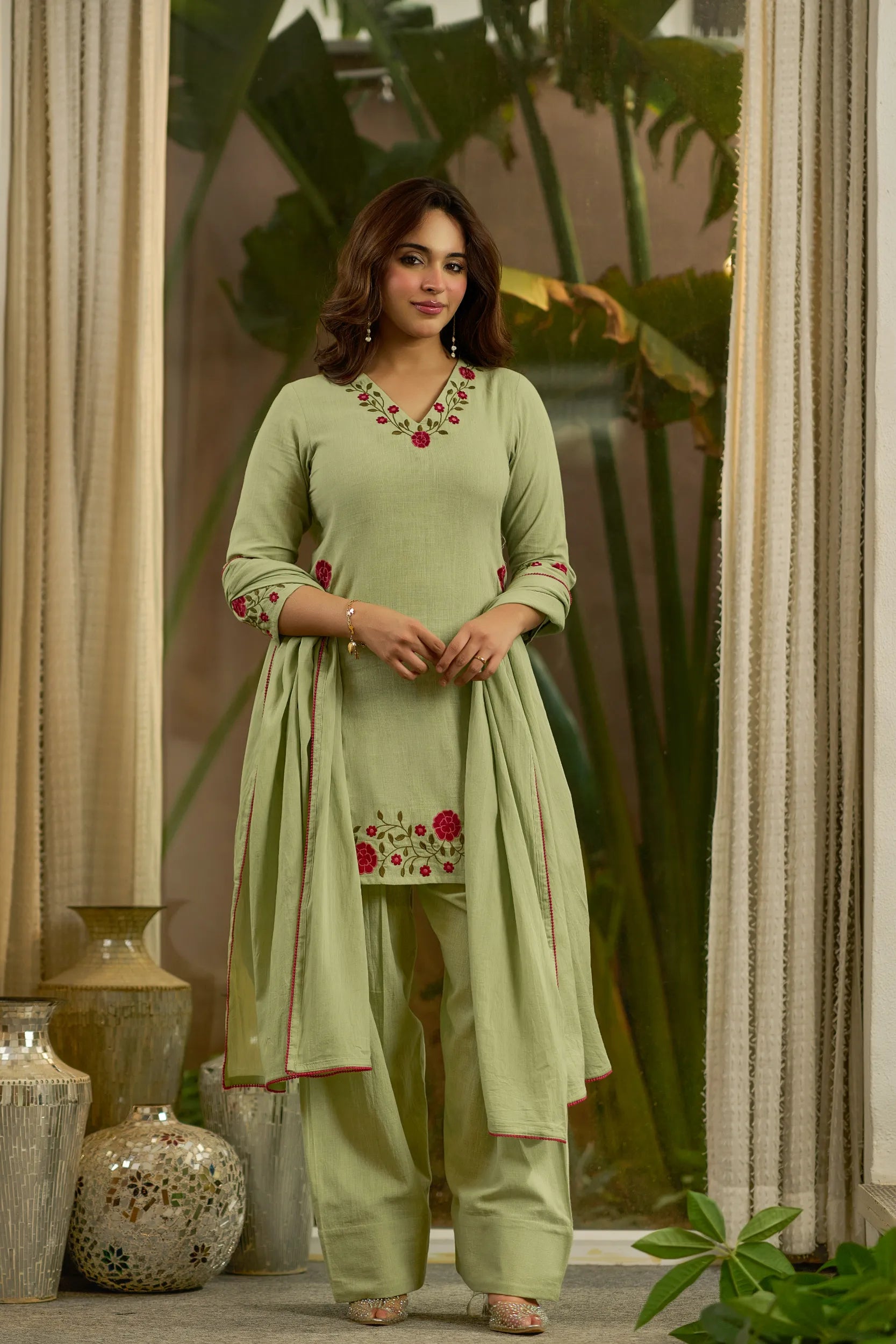 Sage Embroidered Kurta Set