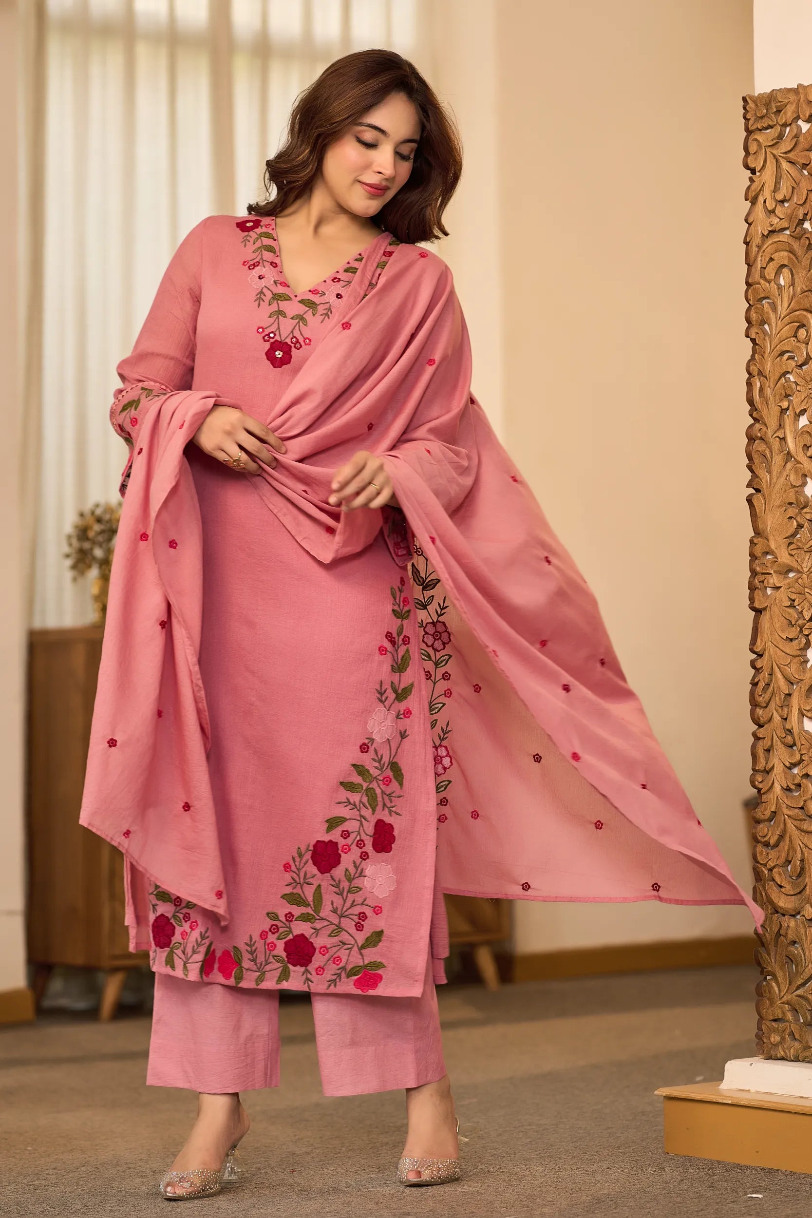 Blush Floral Charm Kurta Set