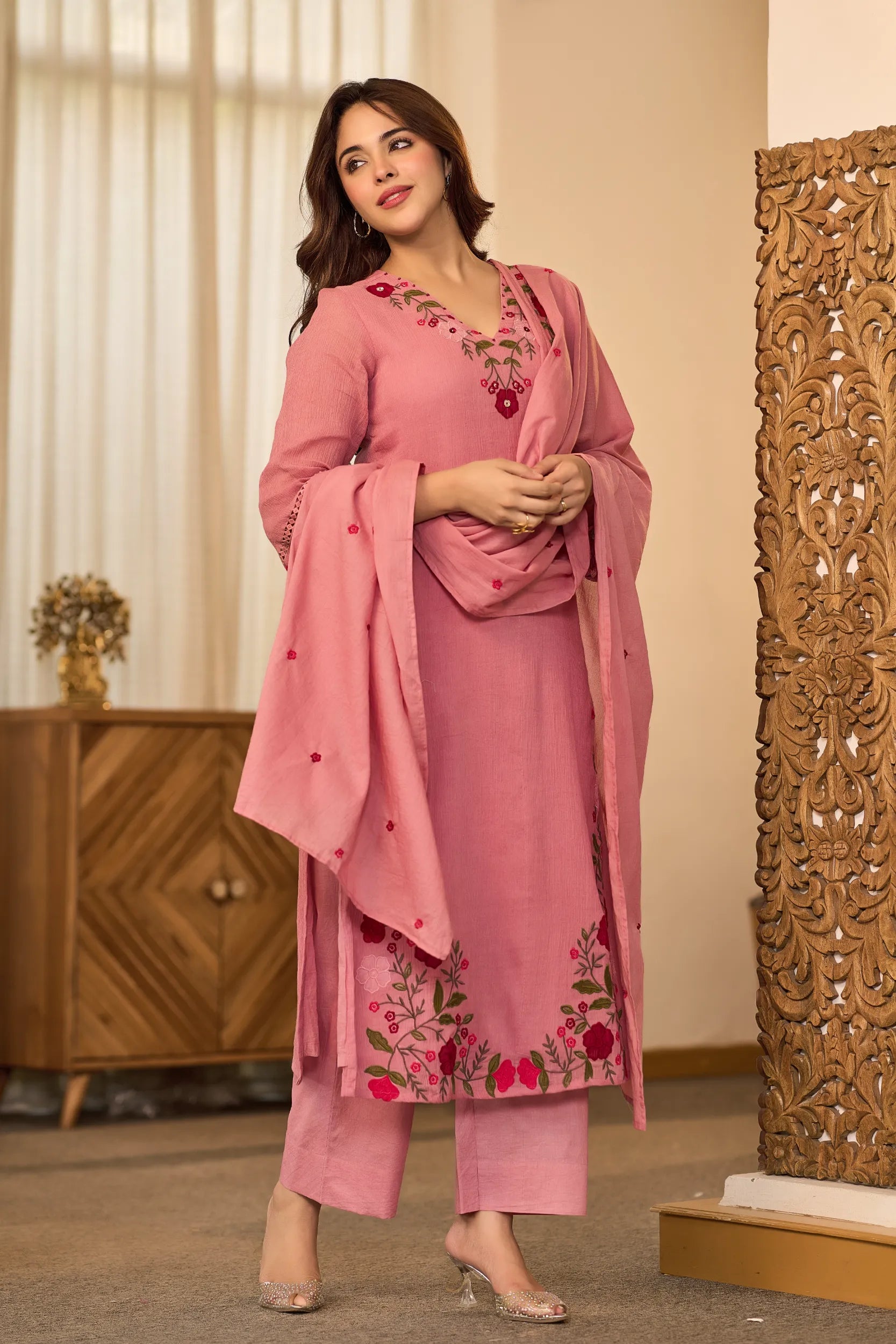 Blush Floral Charm Suit Set