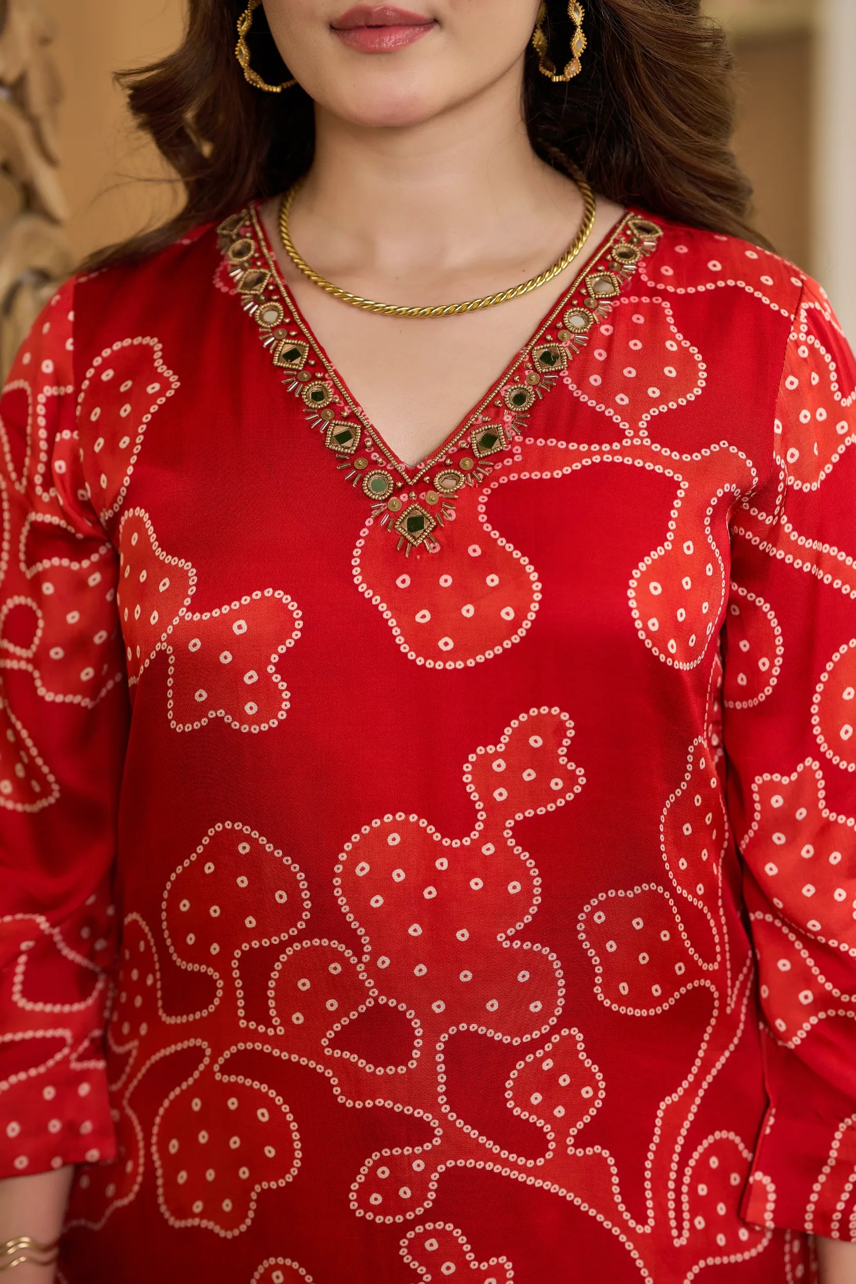 Crimson Bandhani Suit Set