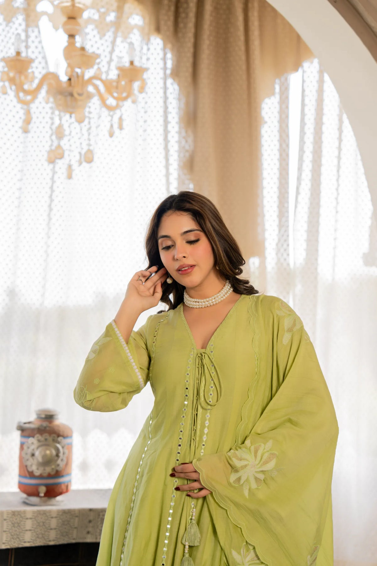 Minted Elegance Chanderi Kurta Set