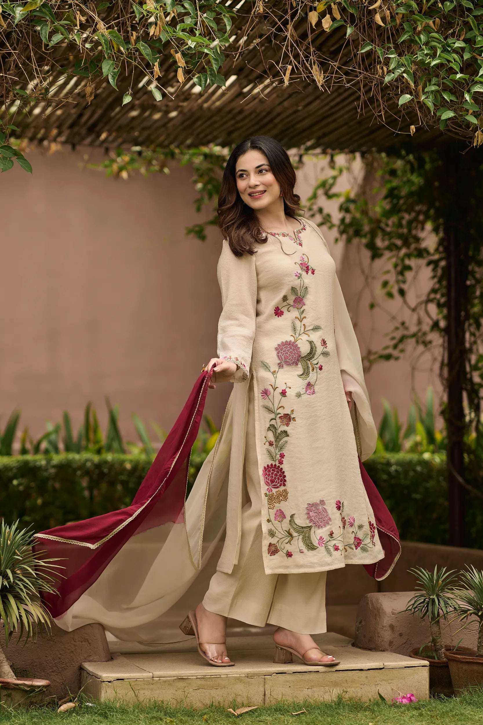 Ivory Floral Kurta Set