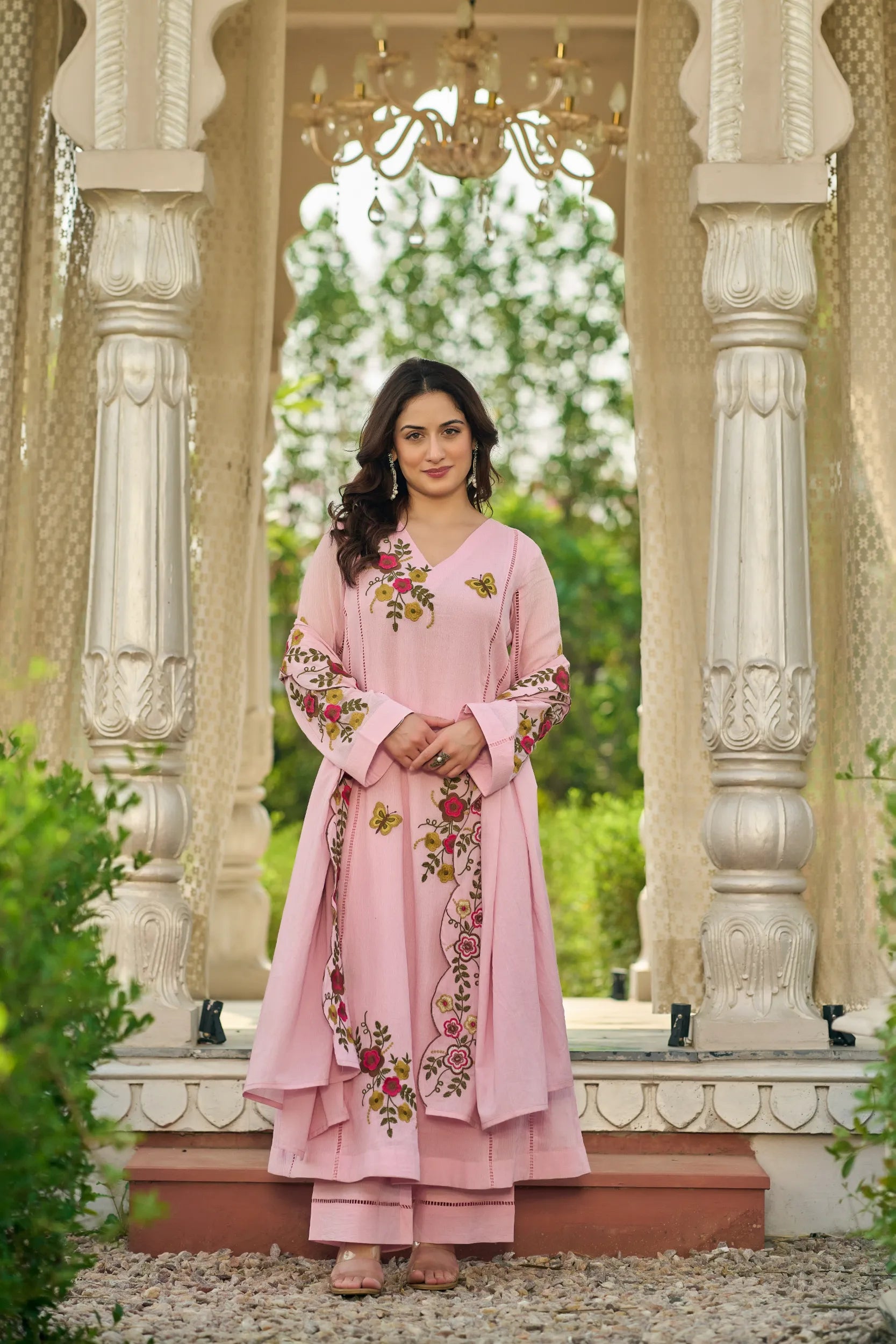 Blush Bloom Embroidered Suit Set