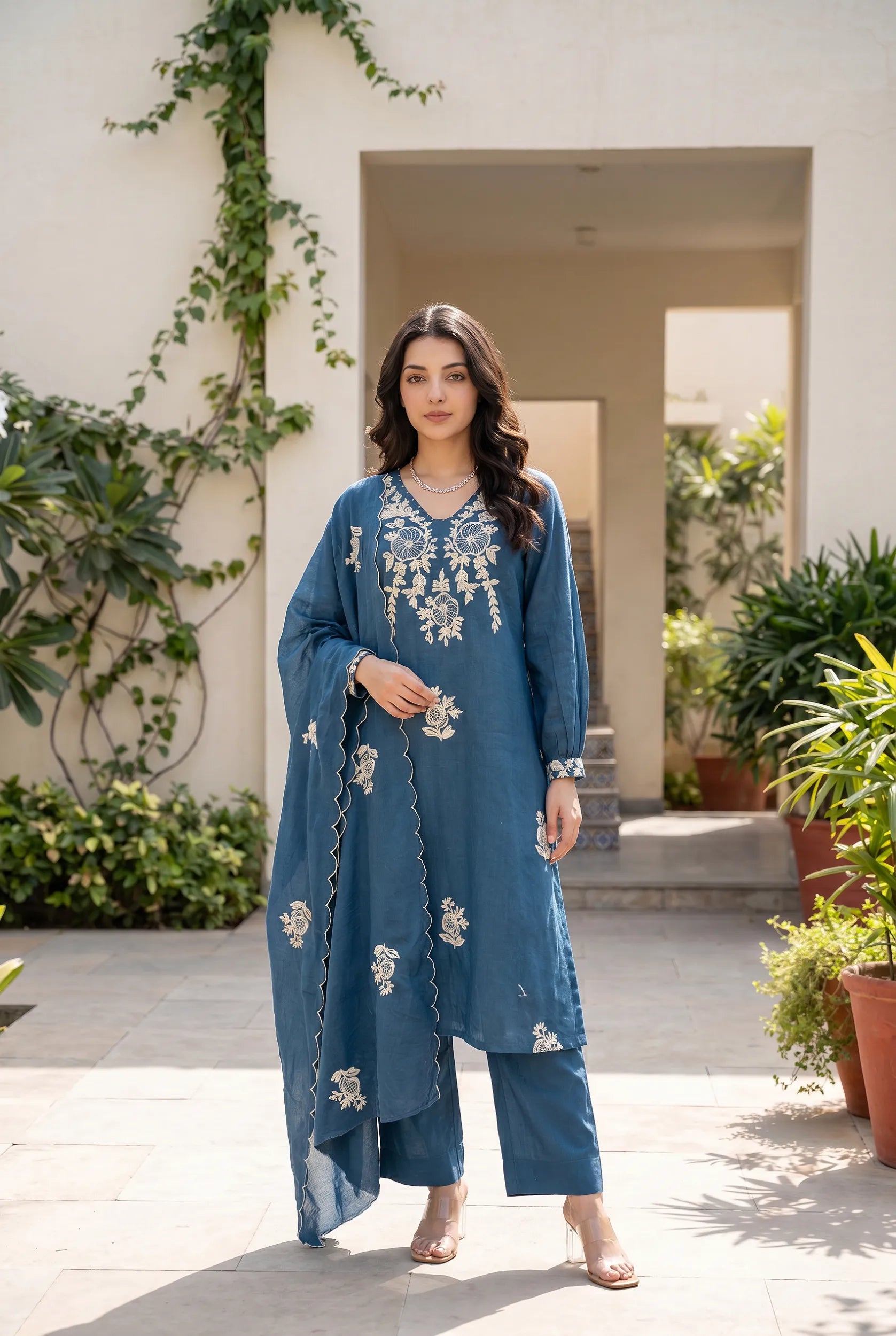 Midnight Blossom Kurta Set