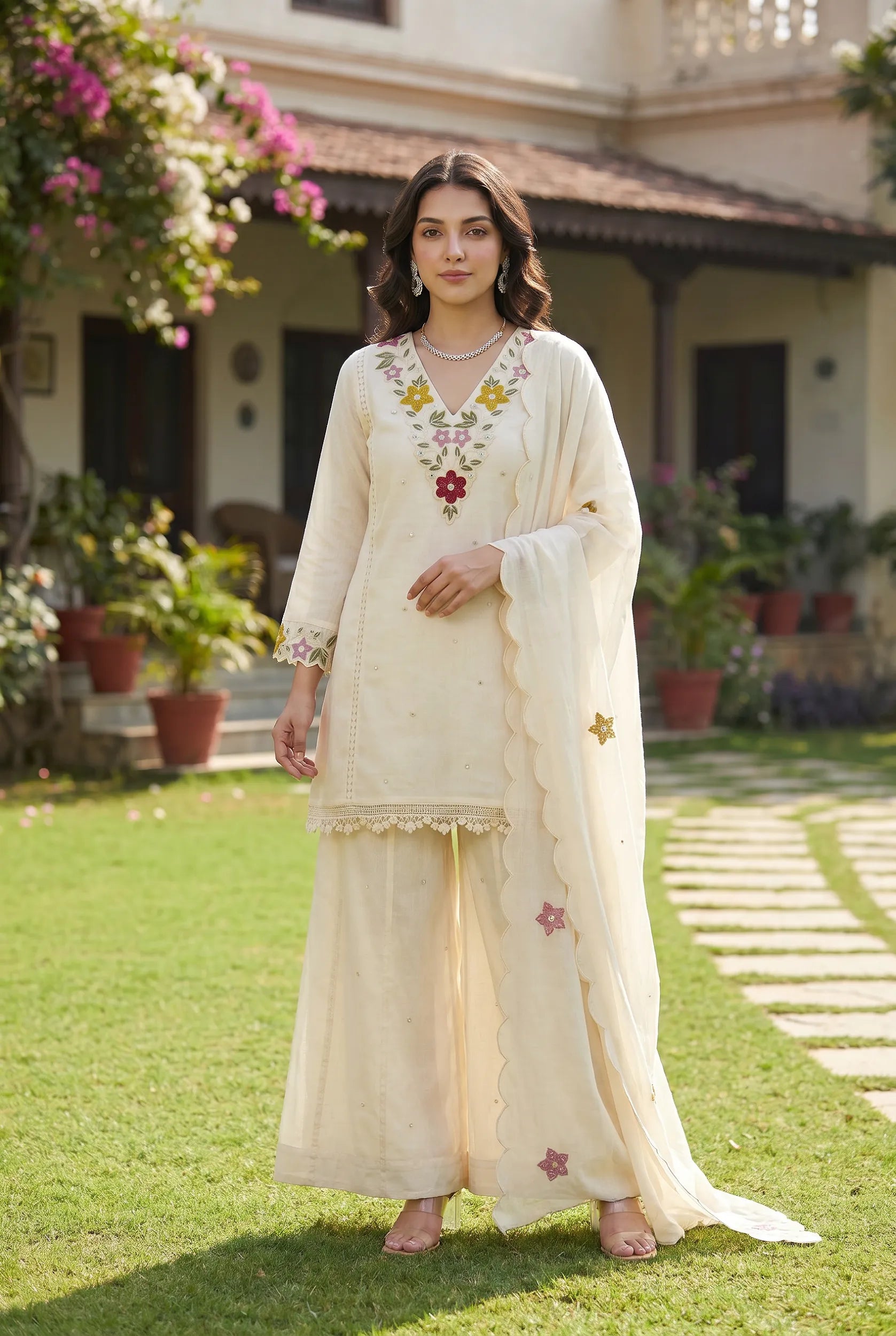 Pearl Bloom Embroidered Set