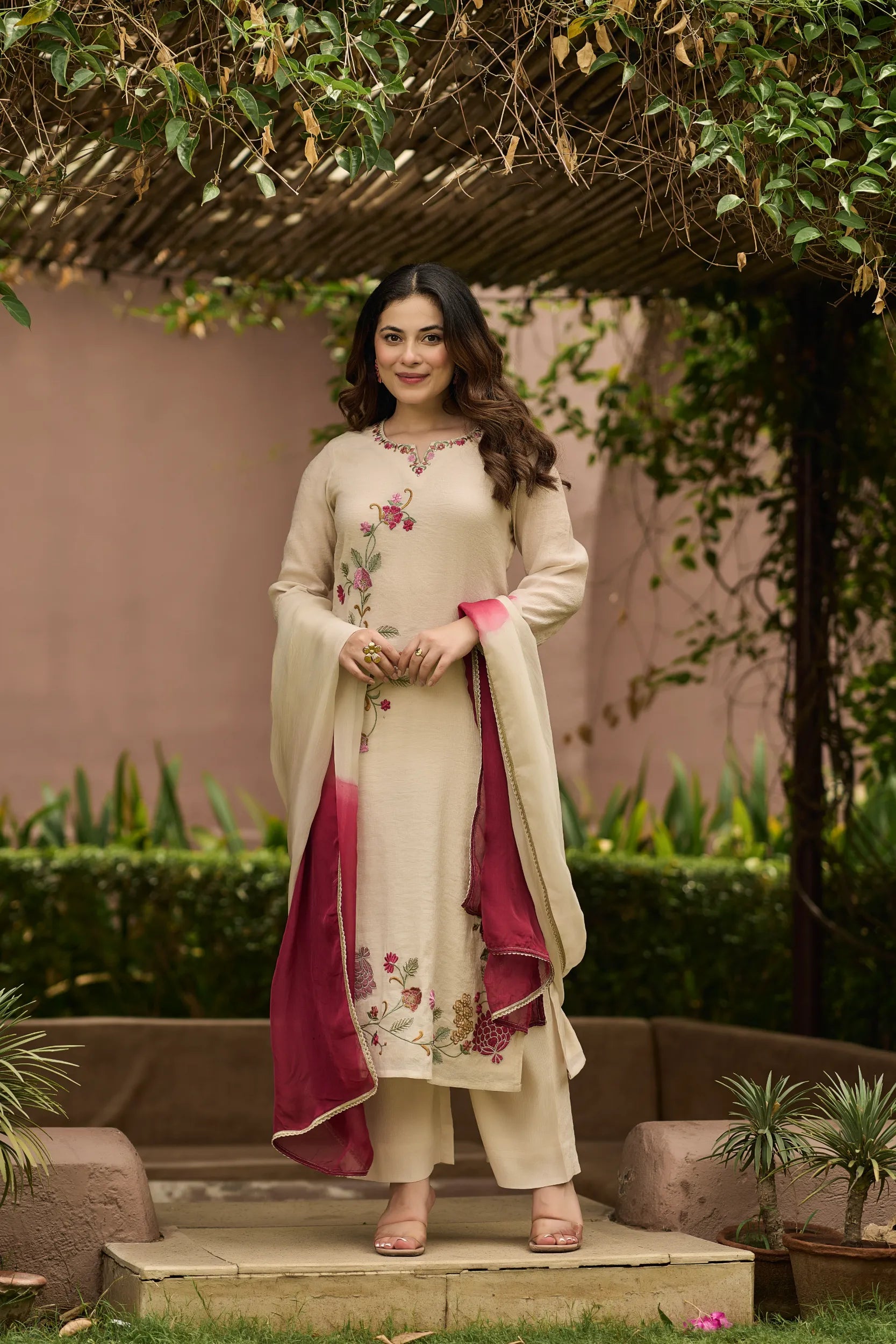 Ivory Floral Kurta Set
