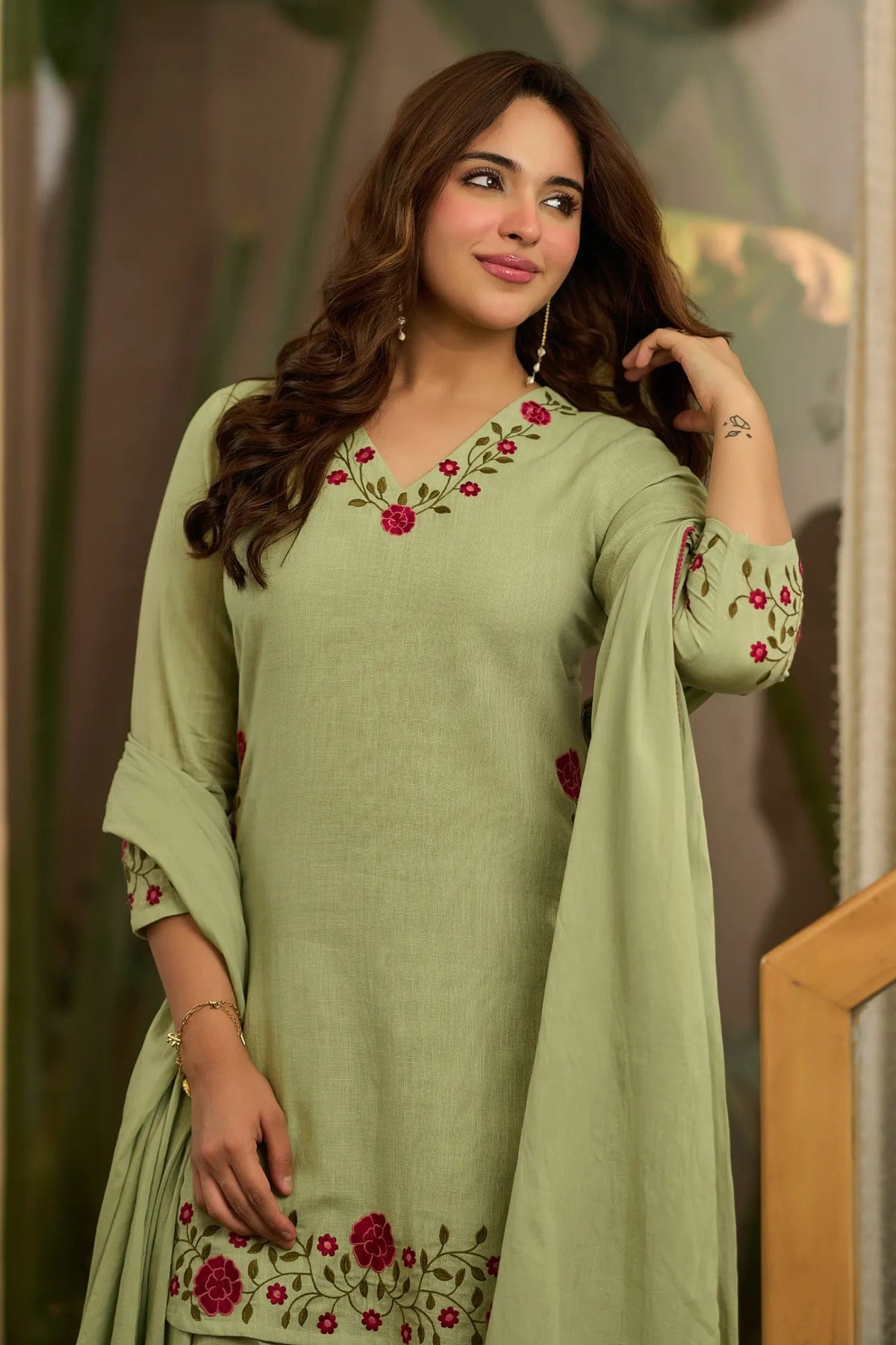 Sage Embroidered Kurta Set