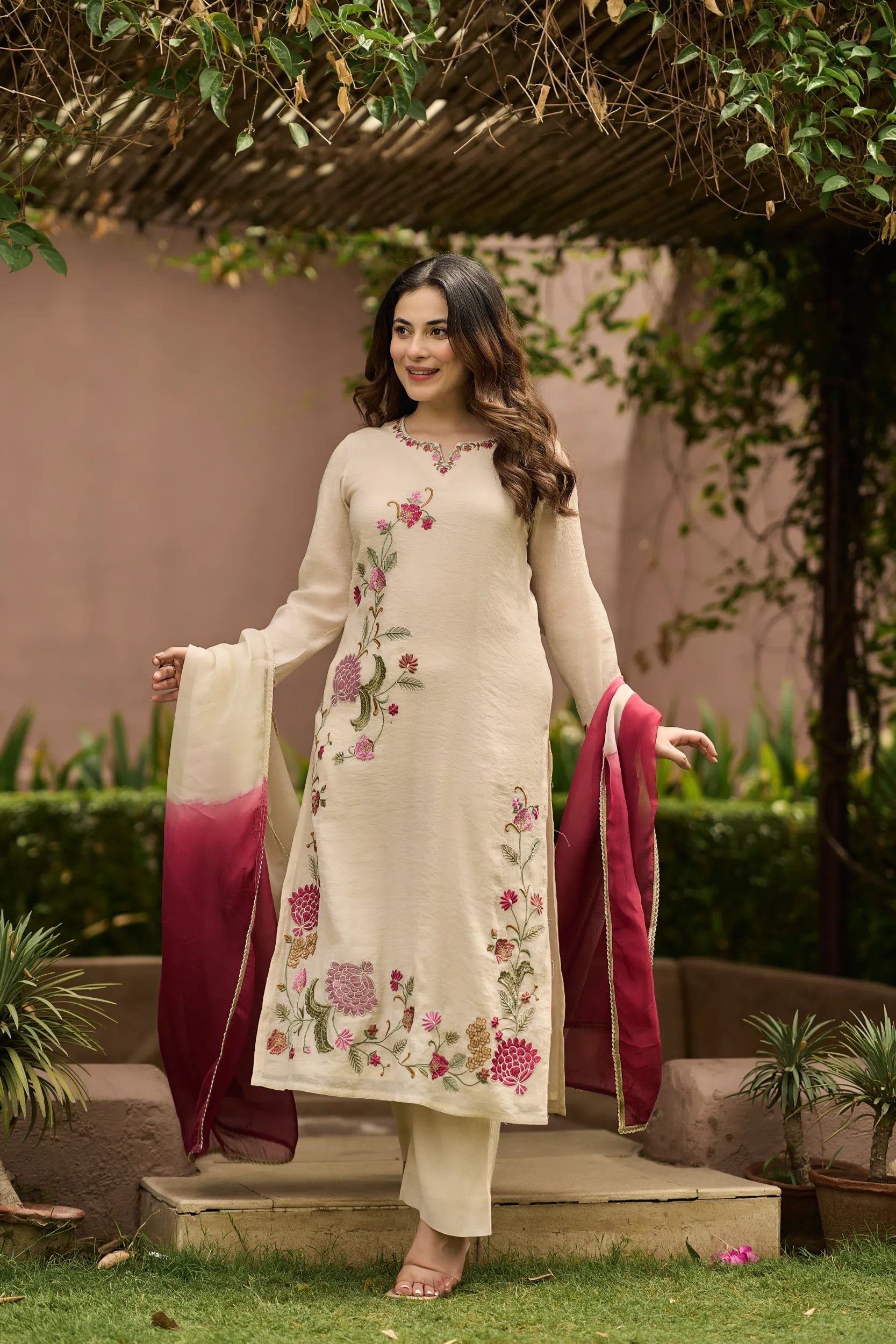 Ivory Floral Kurta Set