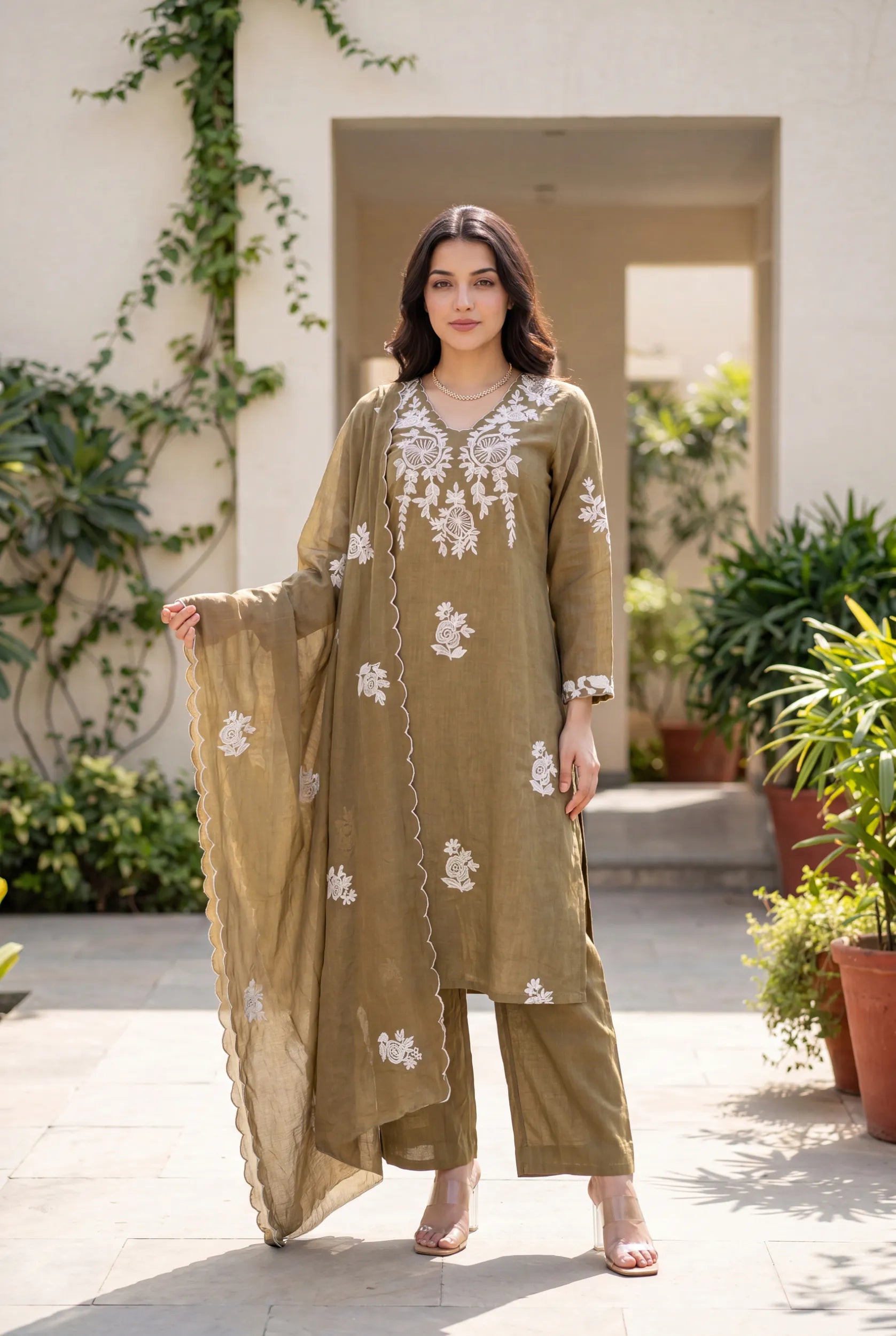 Hazel Bloom Embroidered Kurta Set