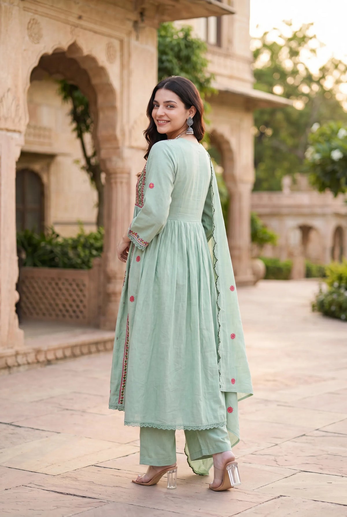 Mint Embroidered Kurta Set