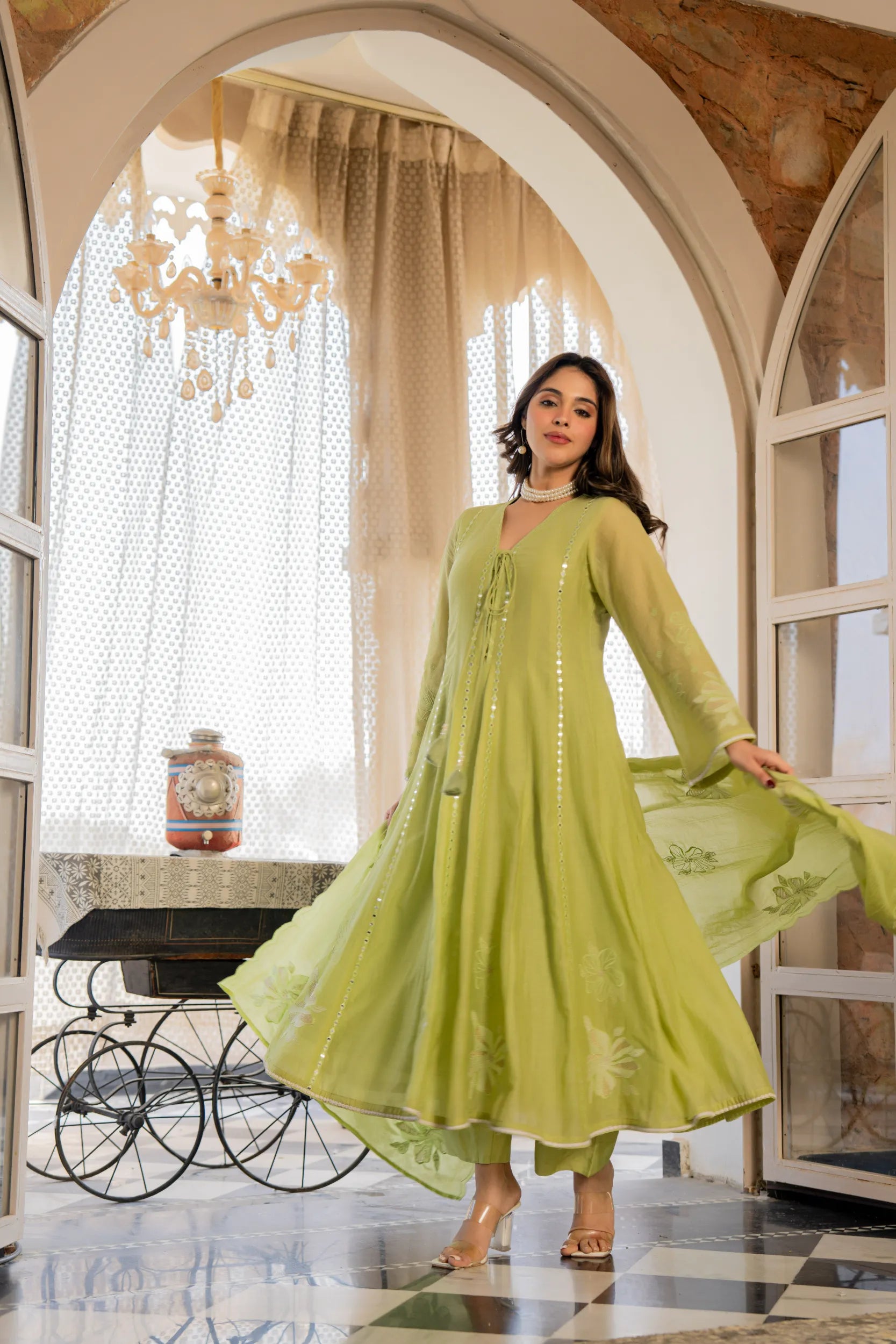 Minted Elegance Chanderi Kurta Set