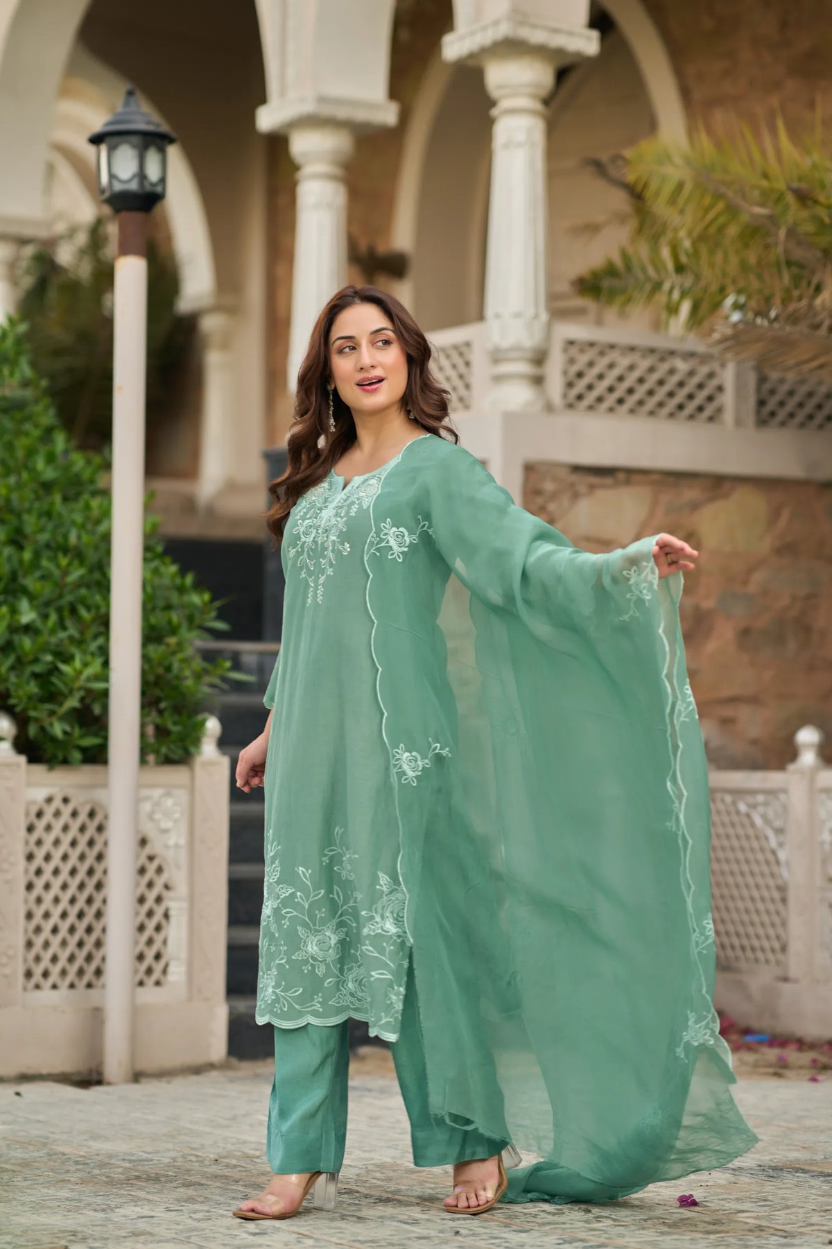 Mint Blossom Kurta Set