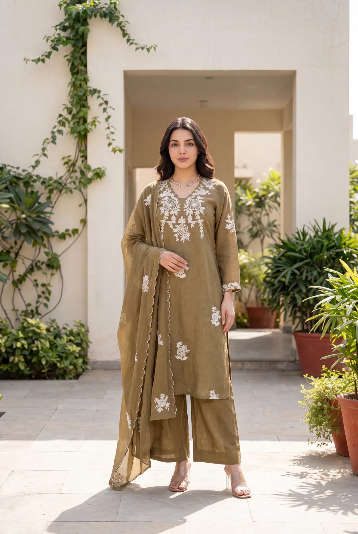 Hazel Bloom Embroidered Kurta Set
