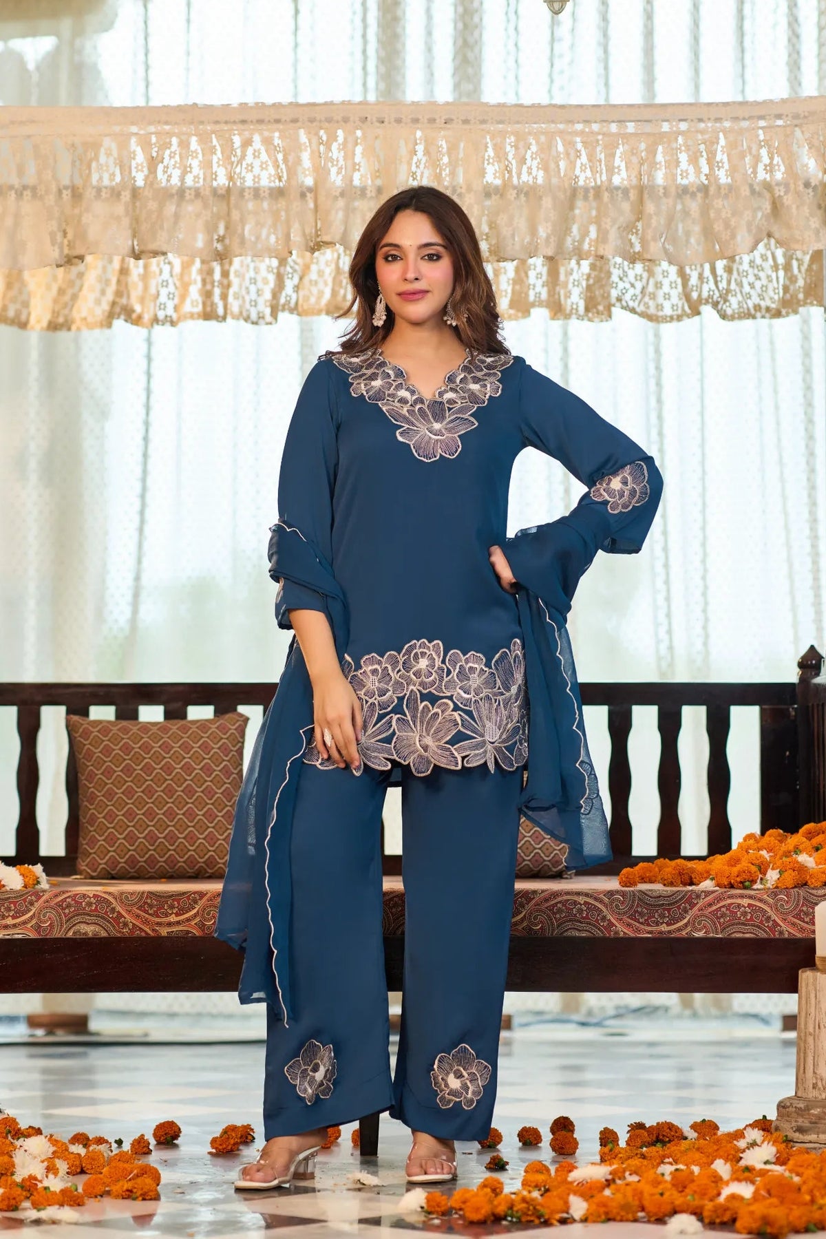 Sapphire Bloom Kurta Set