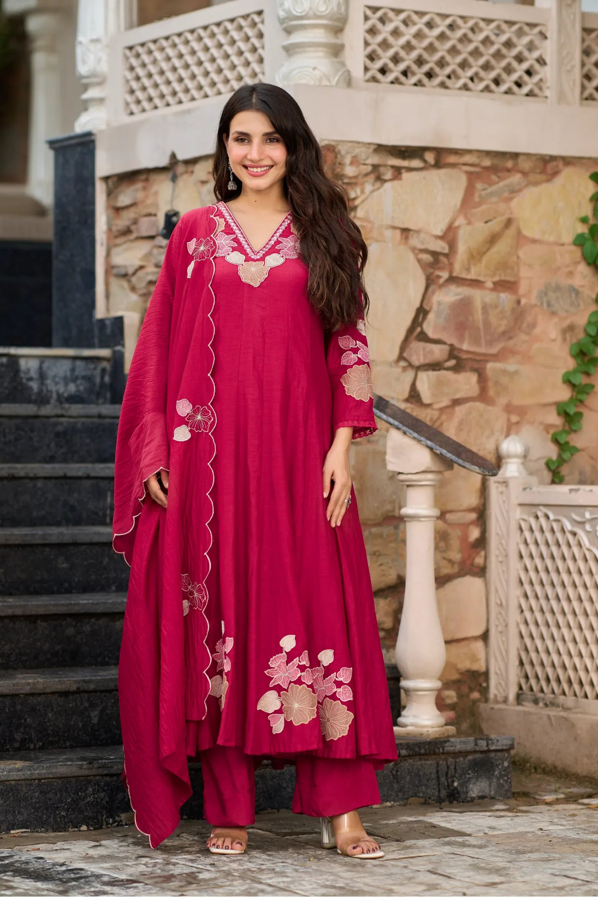 Berry Pink Floral Suit Set