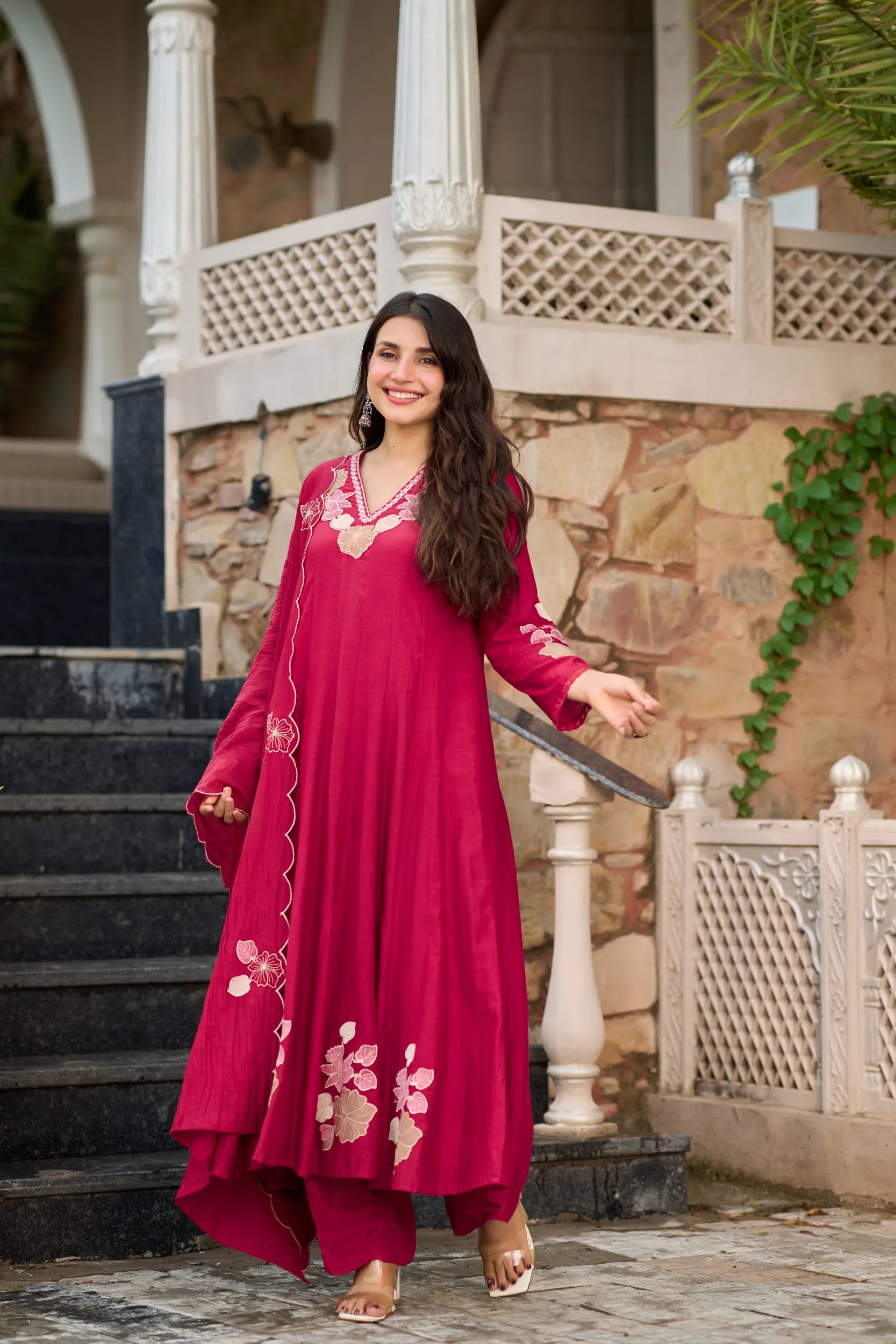 Berry Pink Floral Suit Set