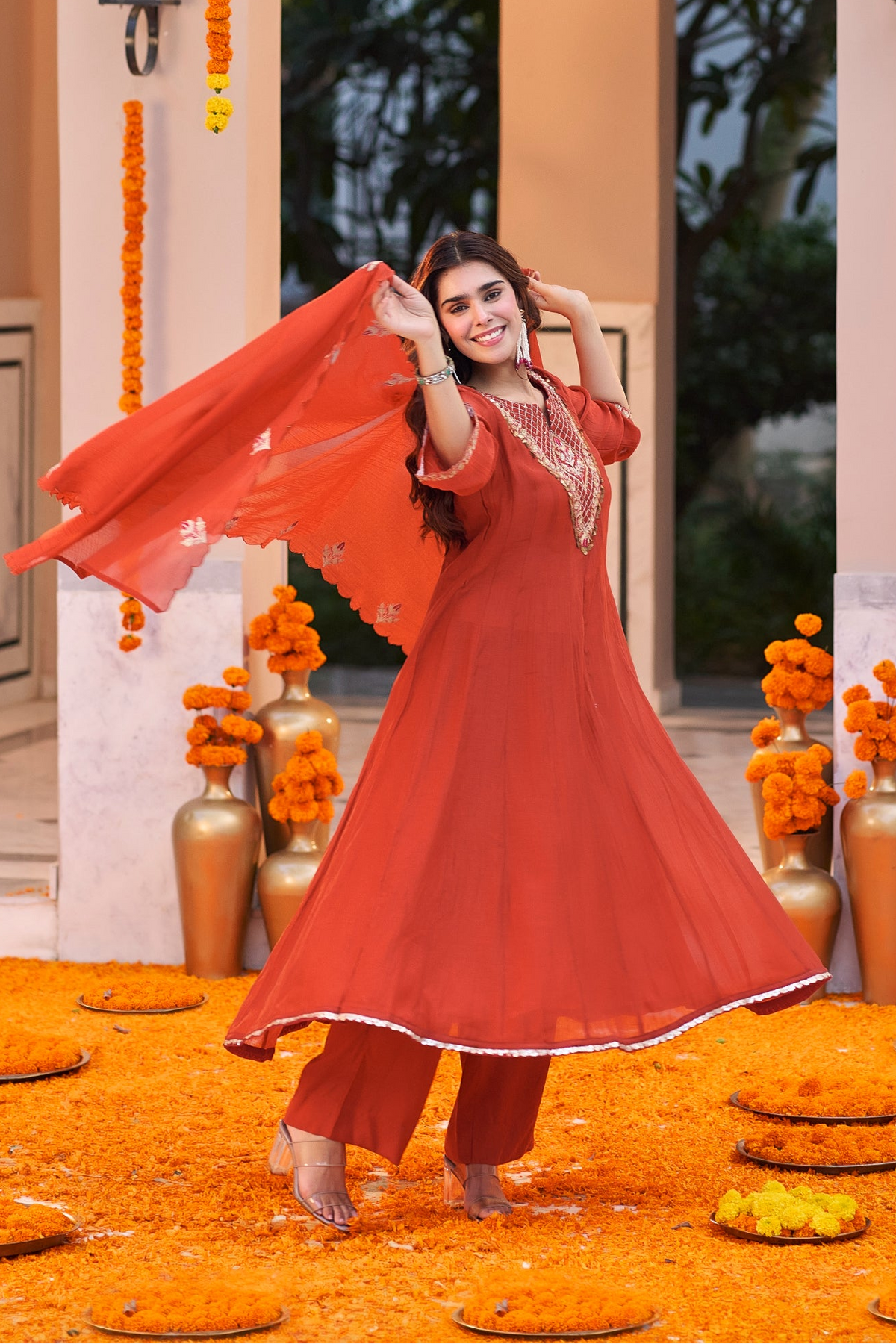 Orange Royal Elegance Kurta Set