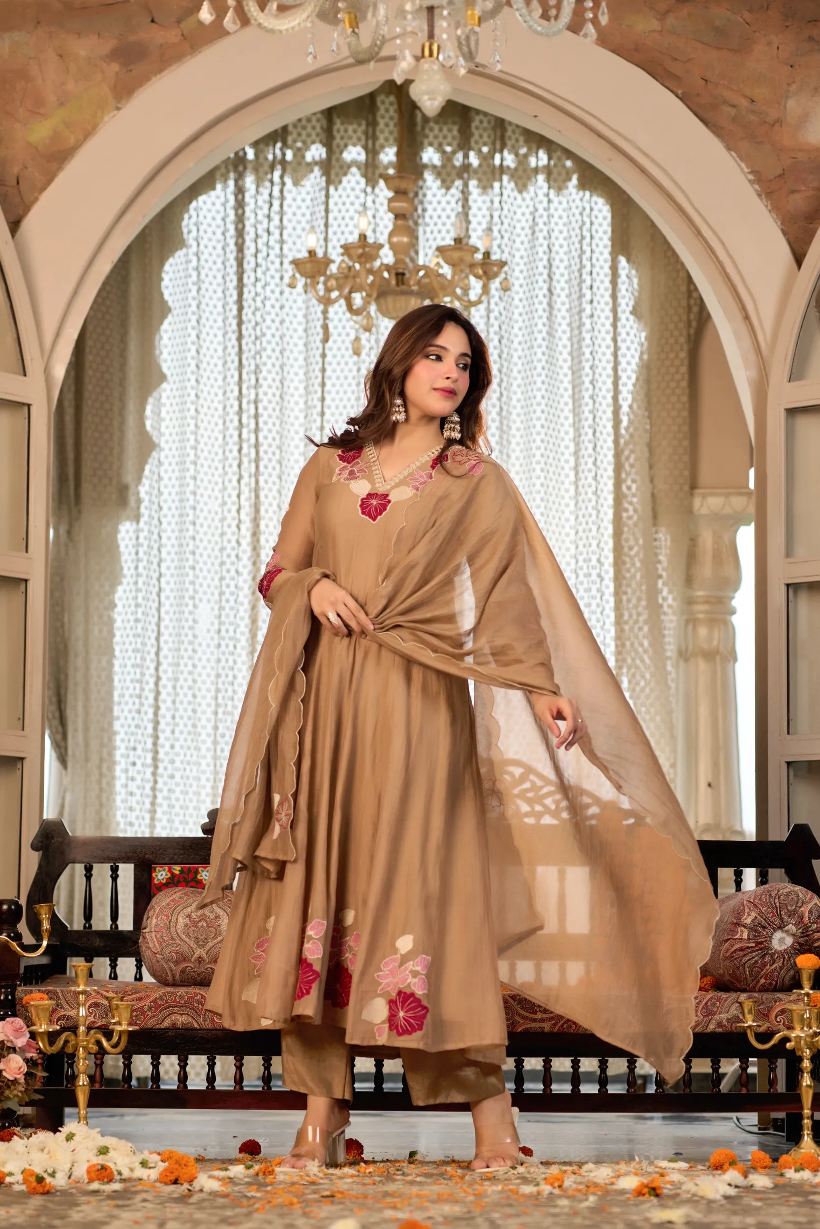 Mocha Brown Flared Suit Set