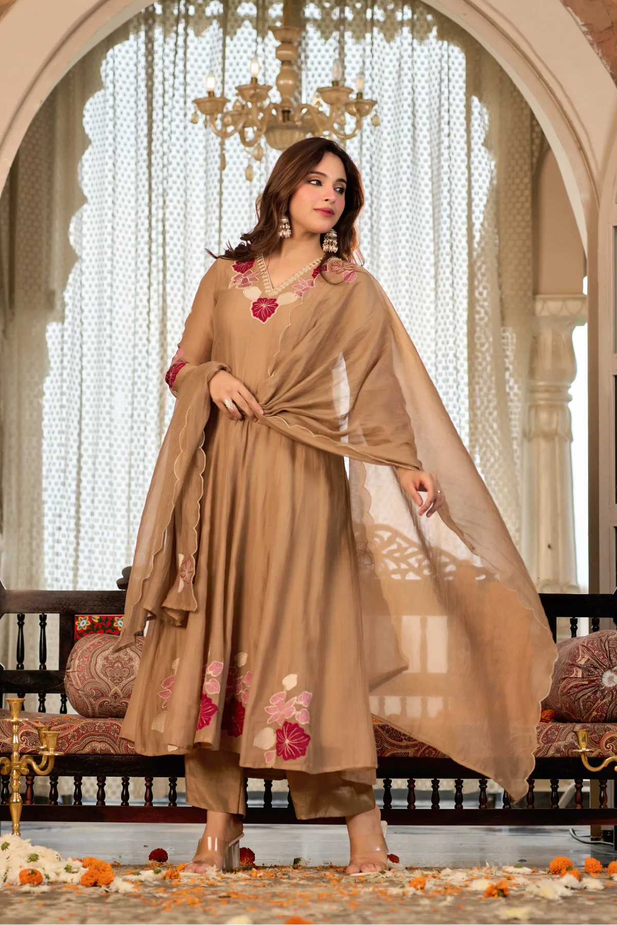Mocha Brown Flared Suit Set
