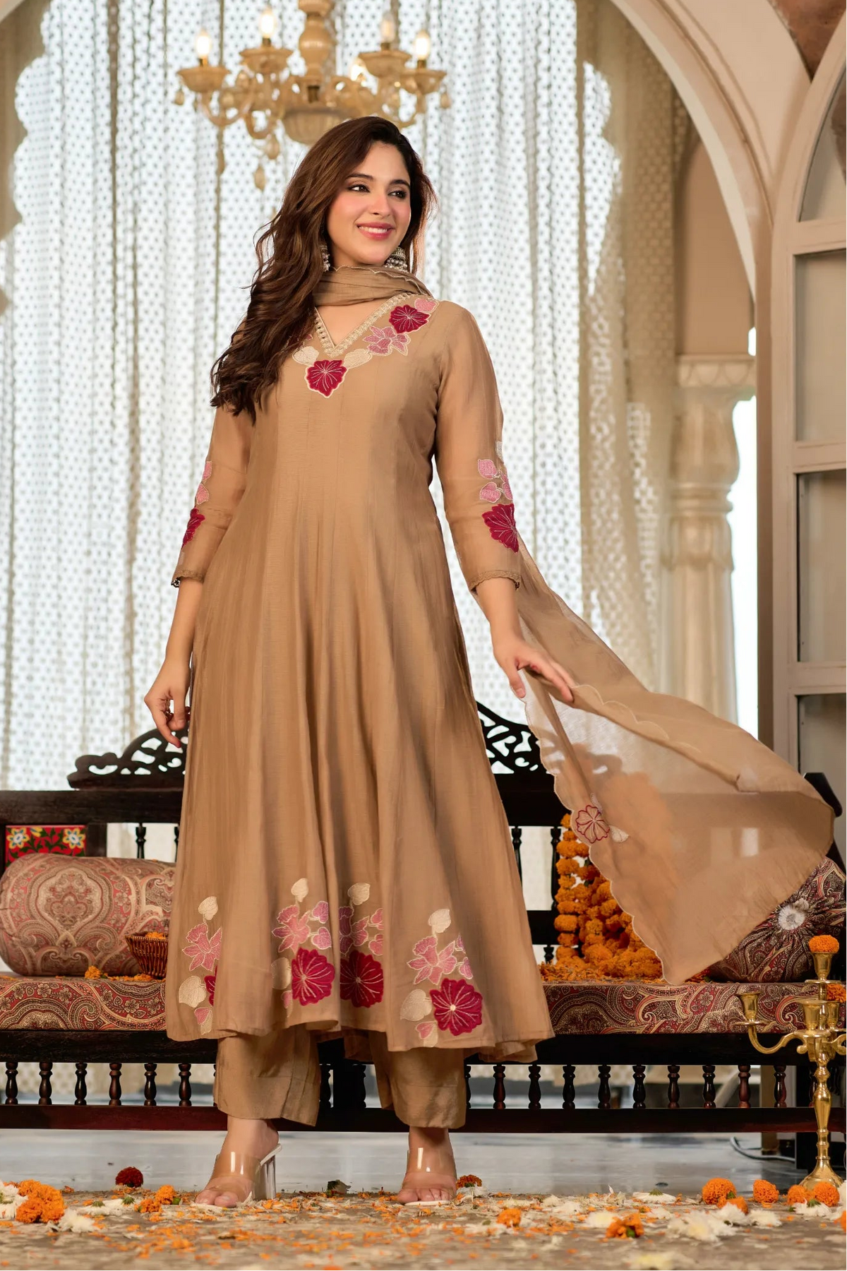 Mocha Brown Flared Suit Set