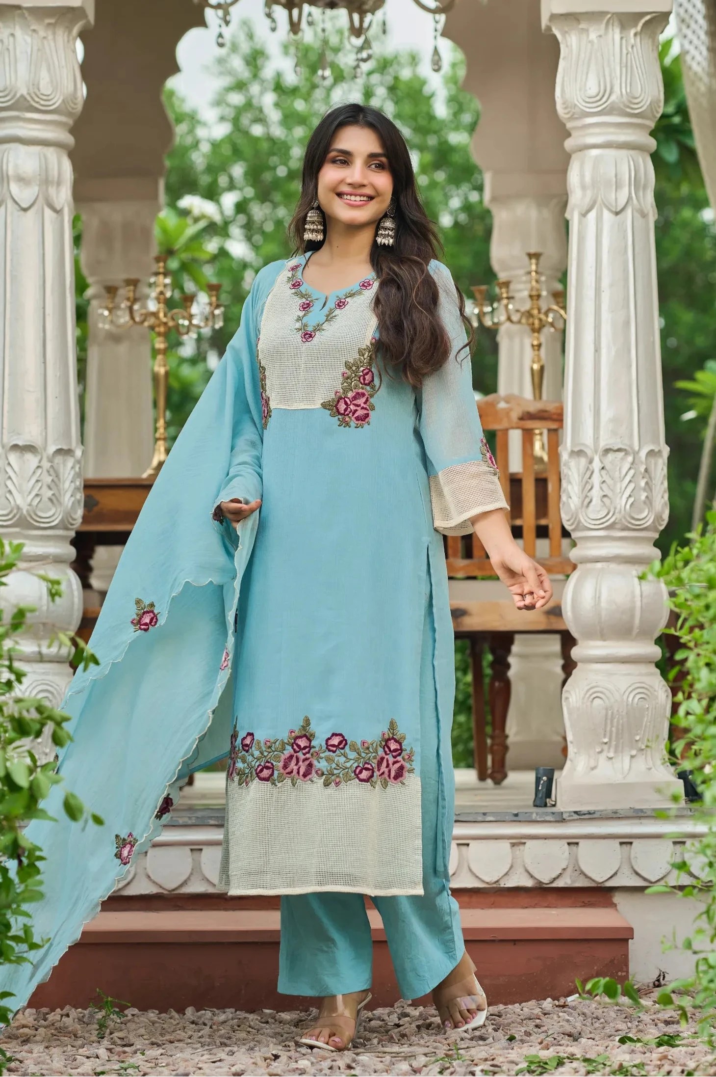 Sky Embroidered Kurta Set