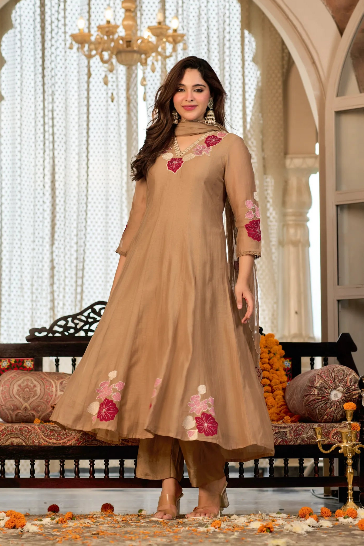 Mocha Brown Flared Suit Set