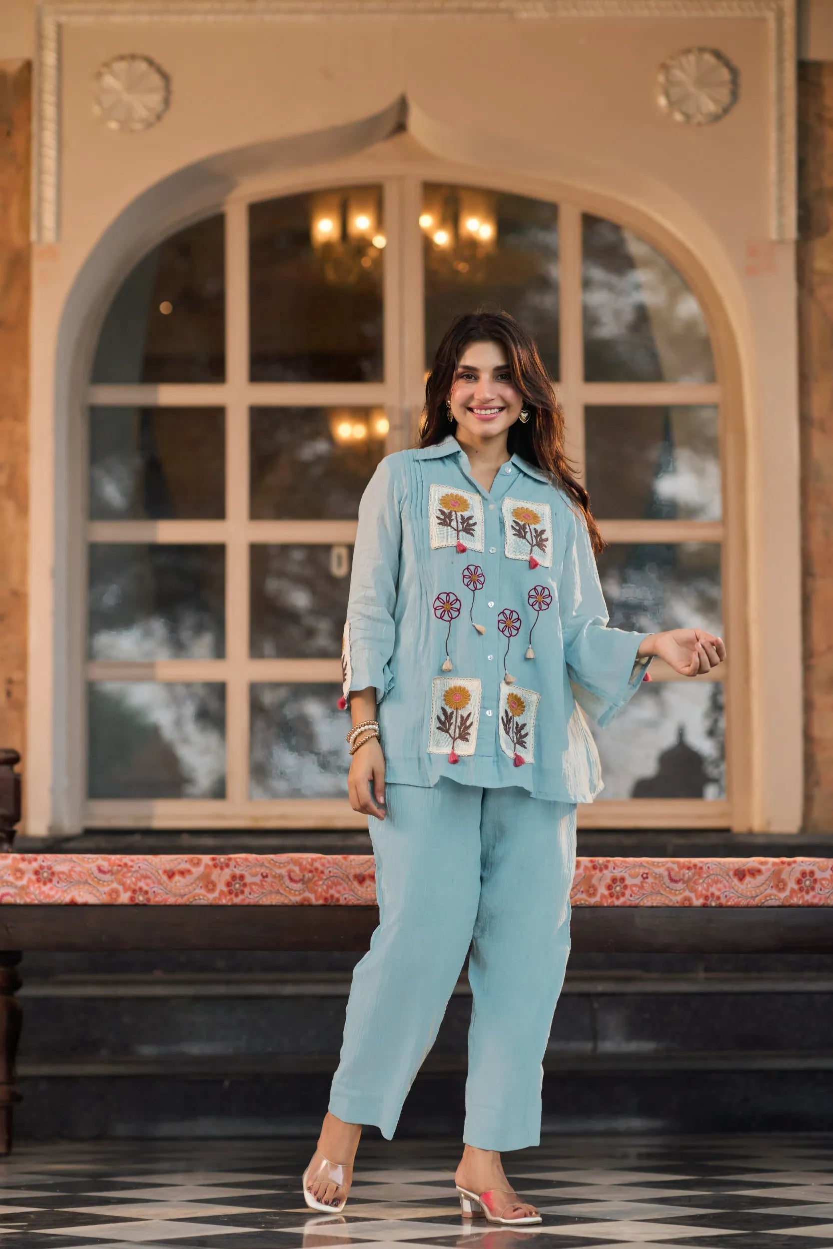 Powder Blue Floral Co-ord