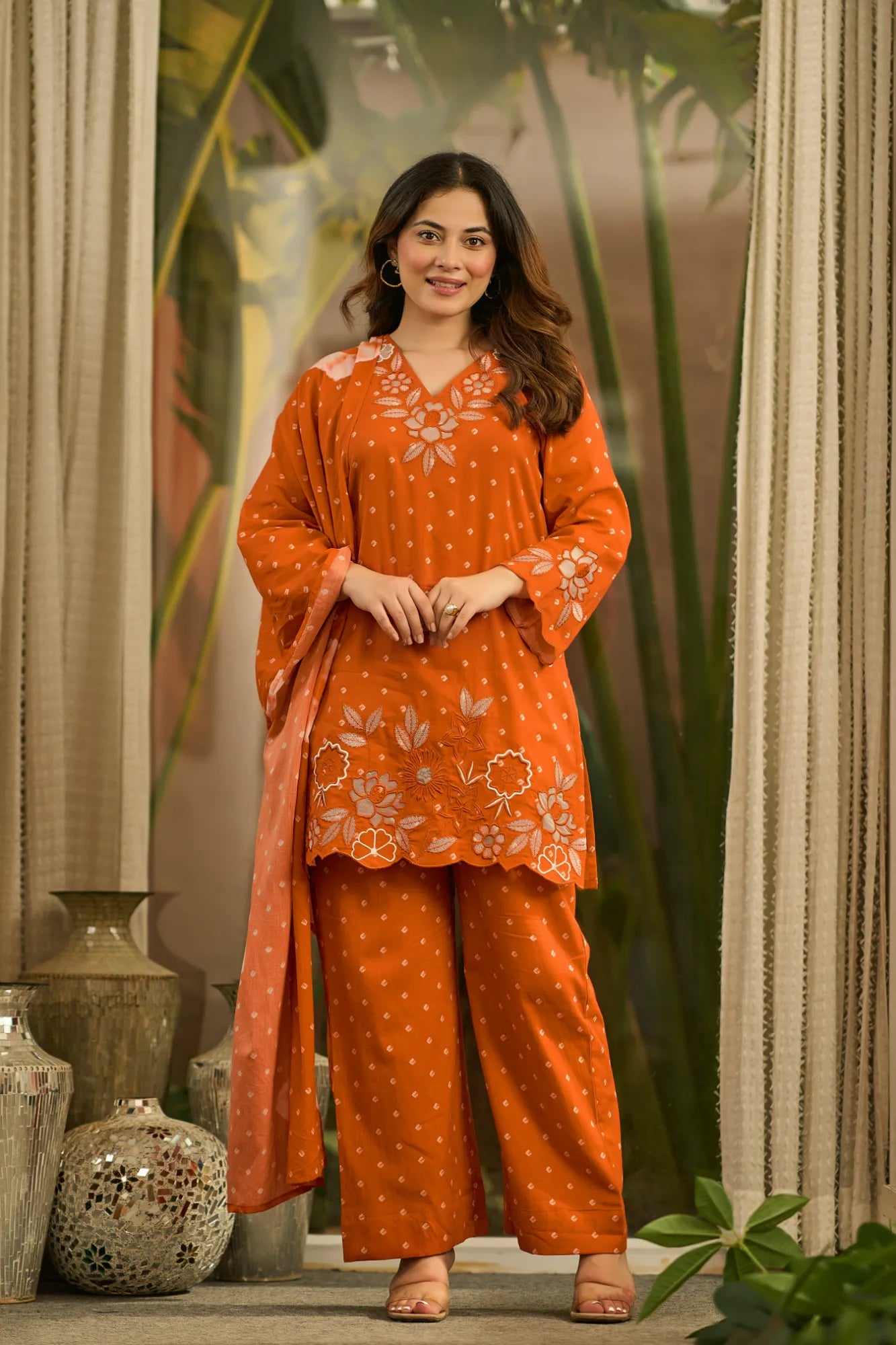 Rust Embroidered Suit Set