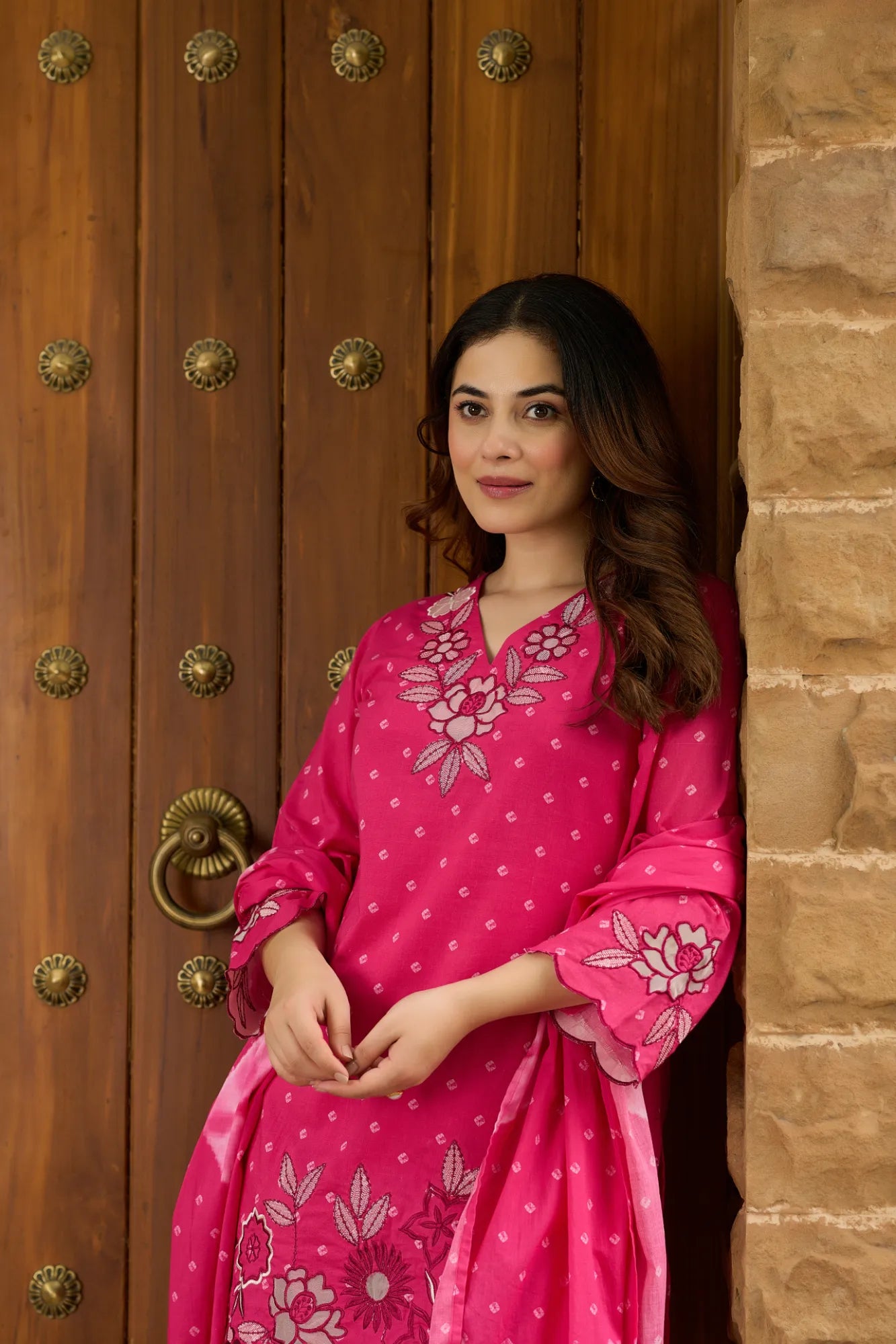 Pink Patchwork Suit Set
