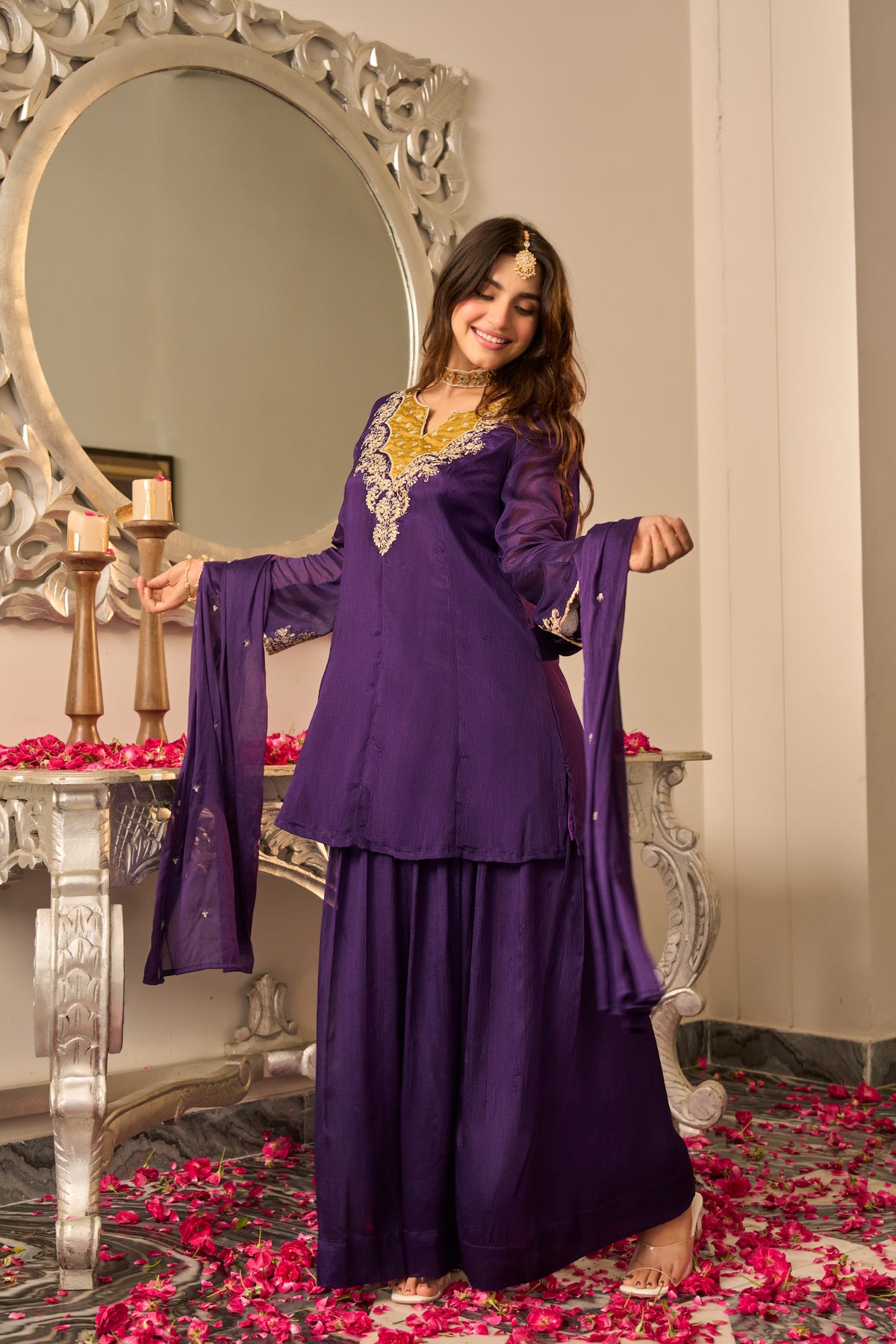 Royal Plum Embroidered Suit Set