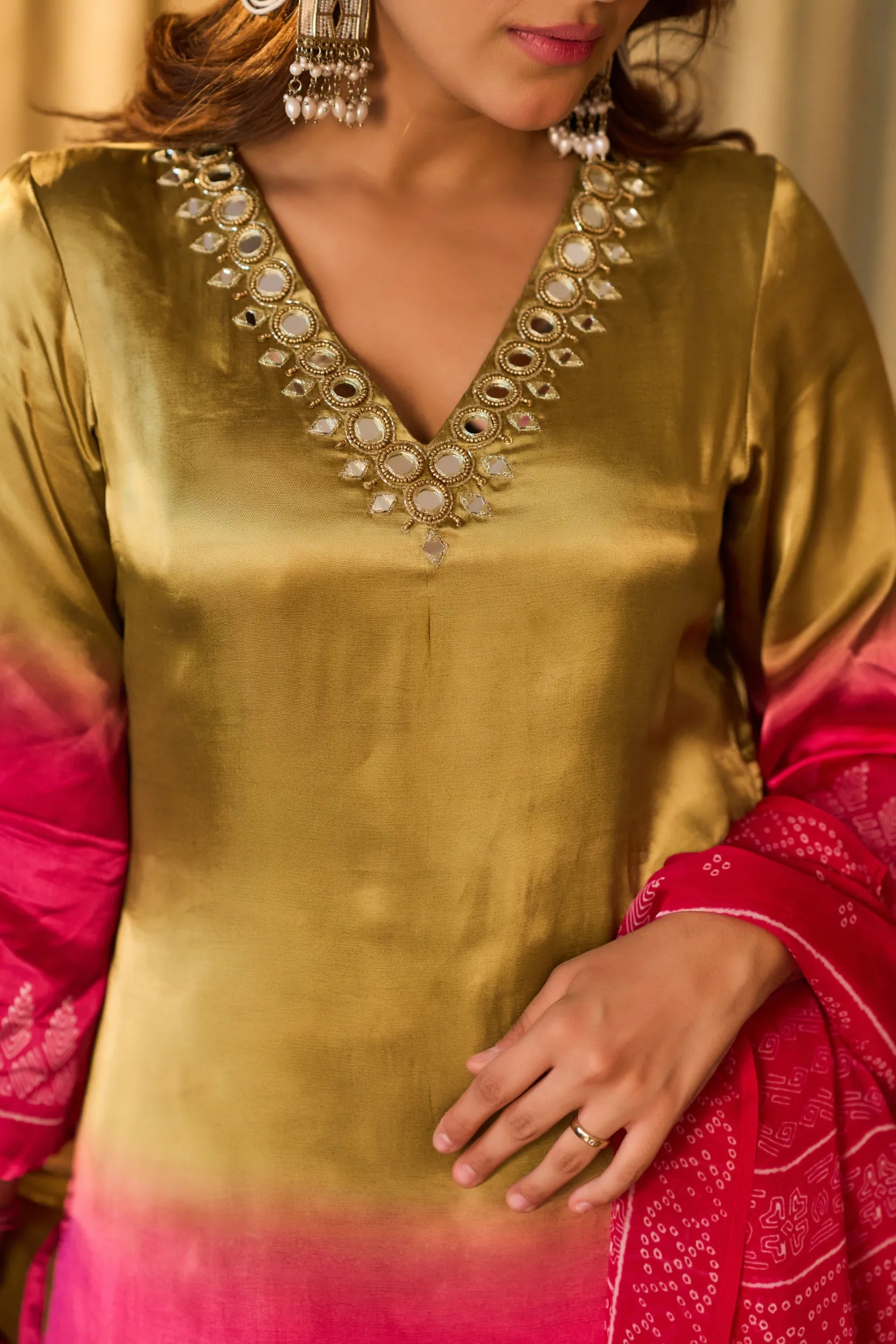 Golden Fuchsia Suit Set