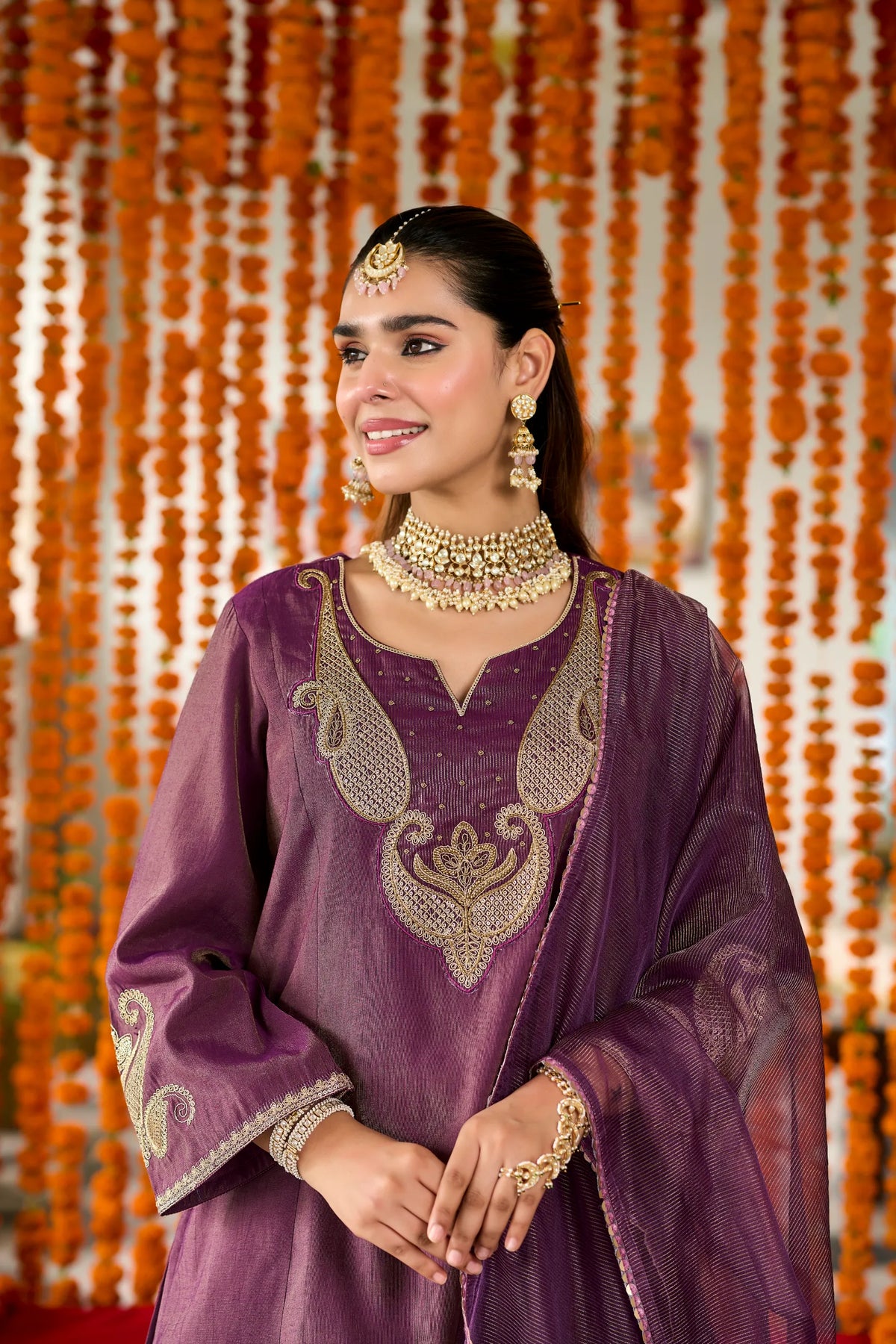 Plum Majesty Embroidered Suit Set