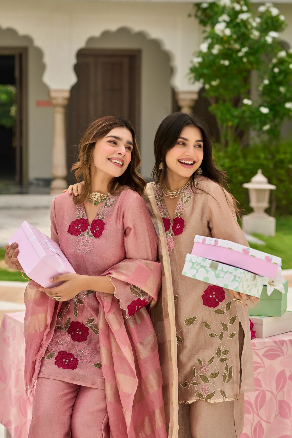 Rose Bloom Embroidered Suit Set