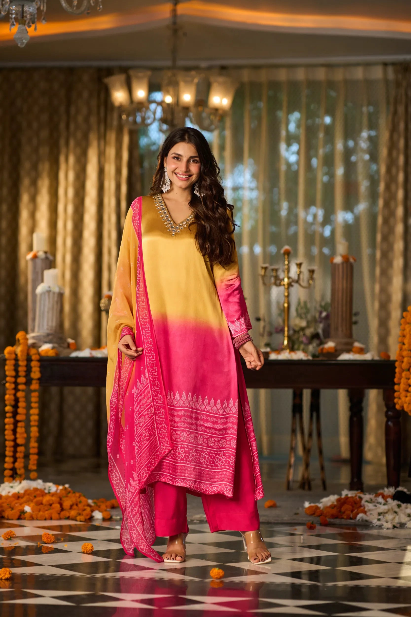 Gulabi Noor Ombre Suit Set