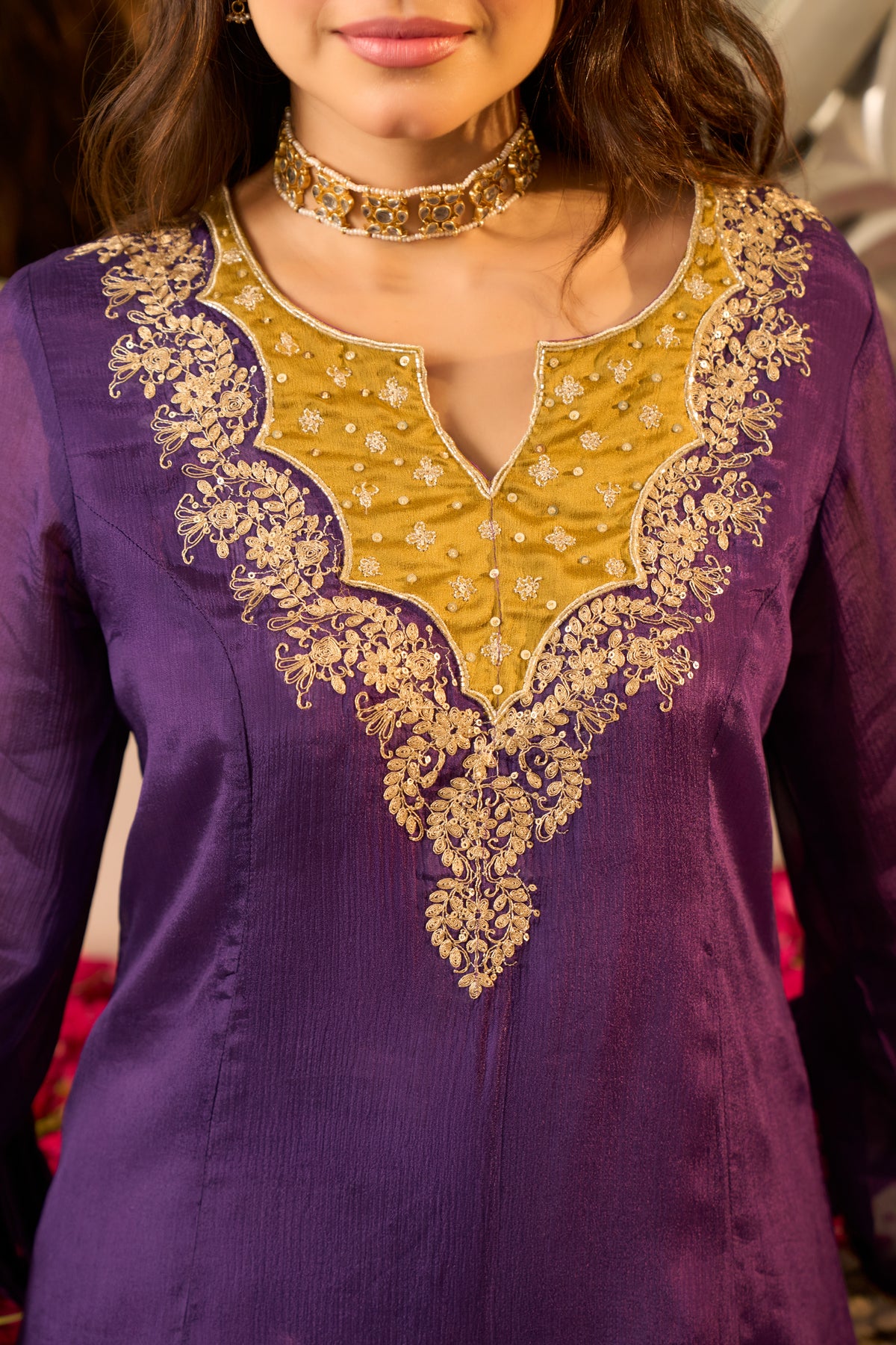 Royal Plum Embroidered Suit Set