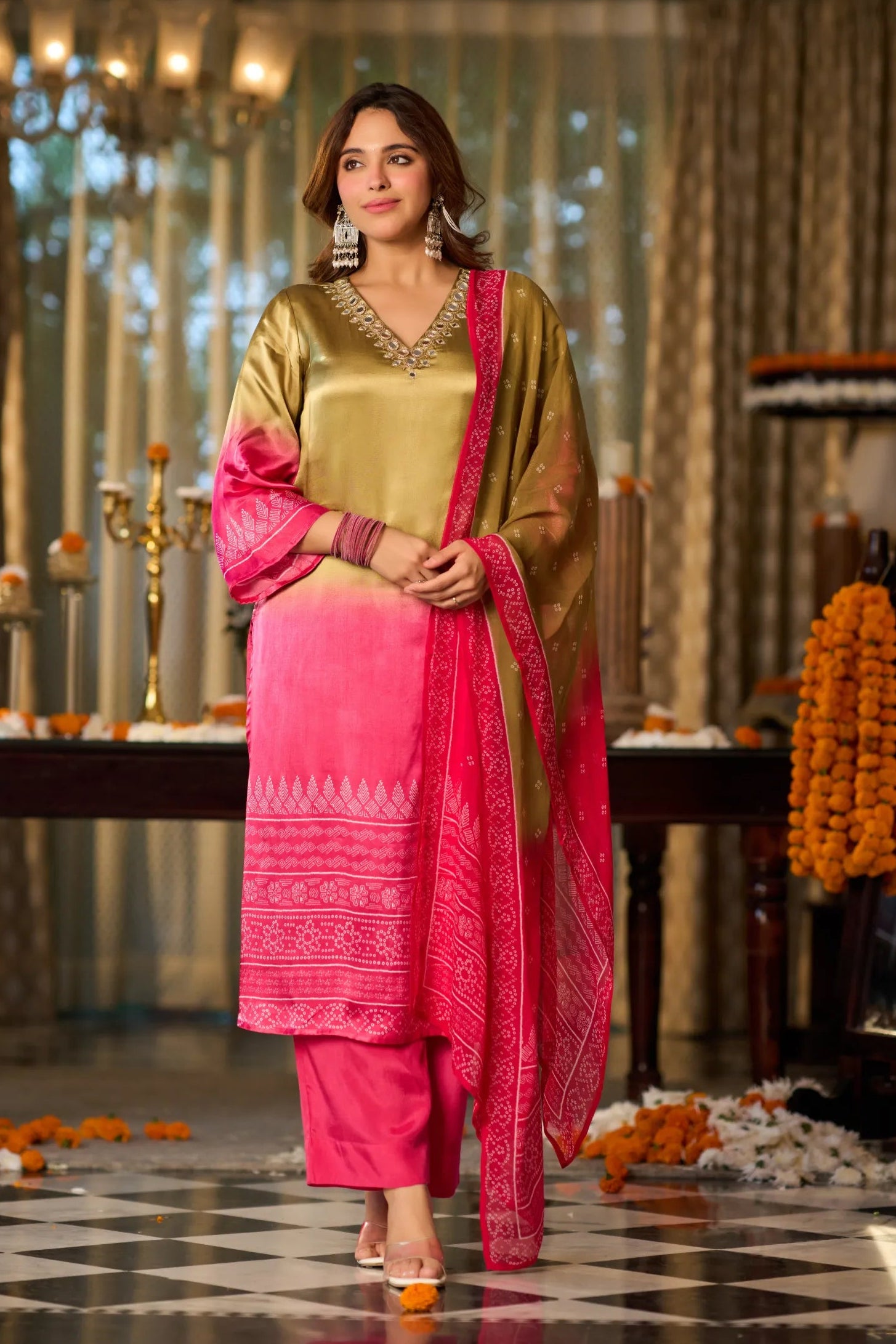 Golden Fuchsia Kurta Set