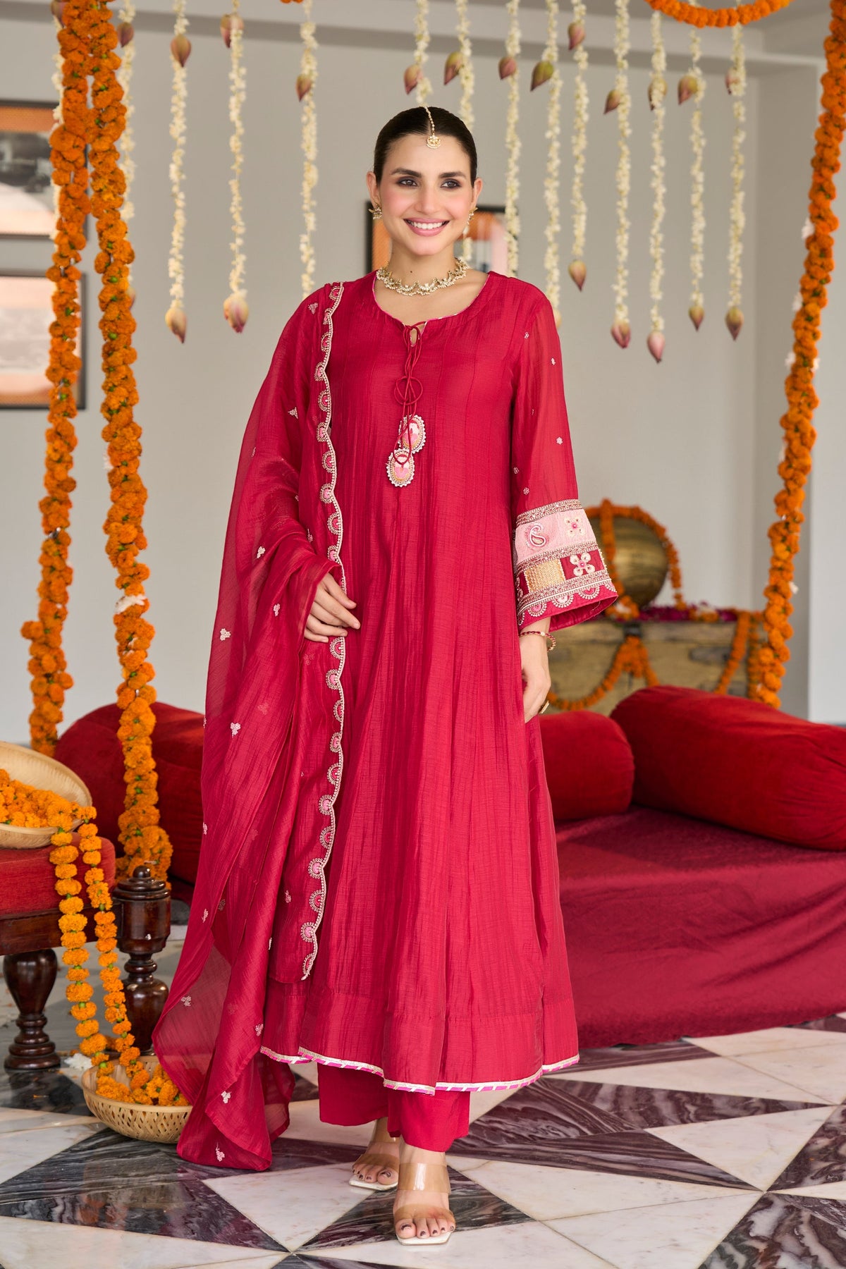 Red Grace Kurta Set