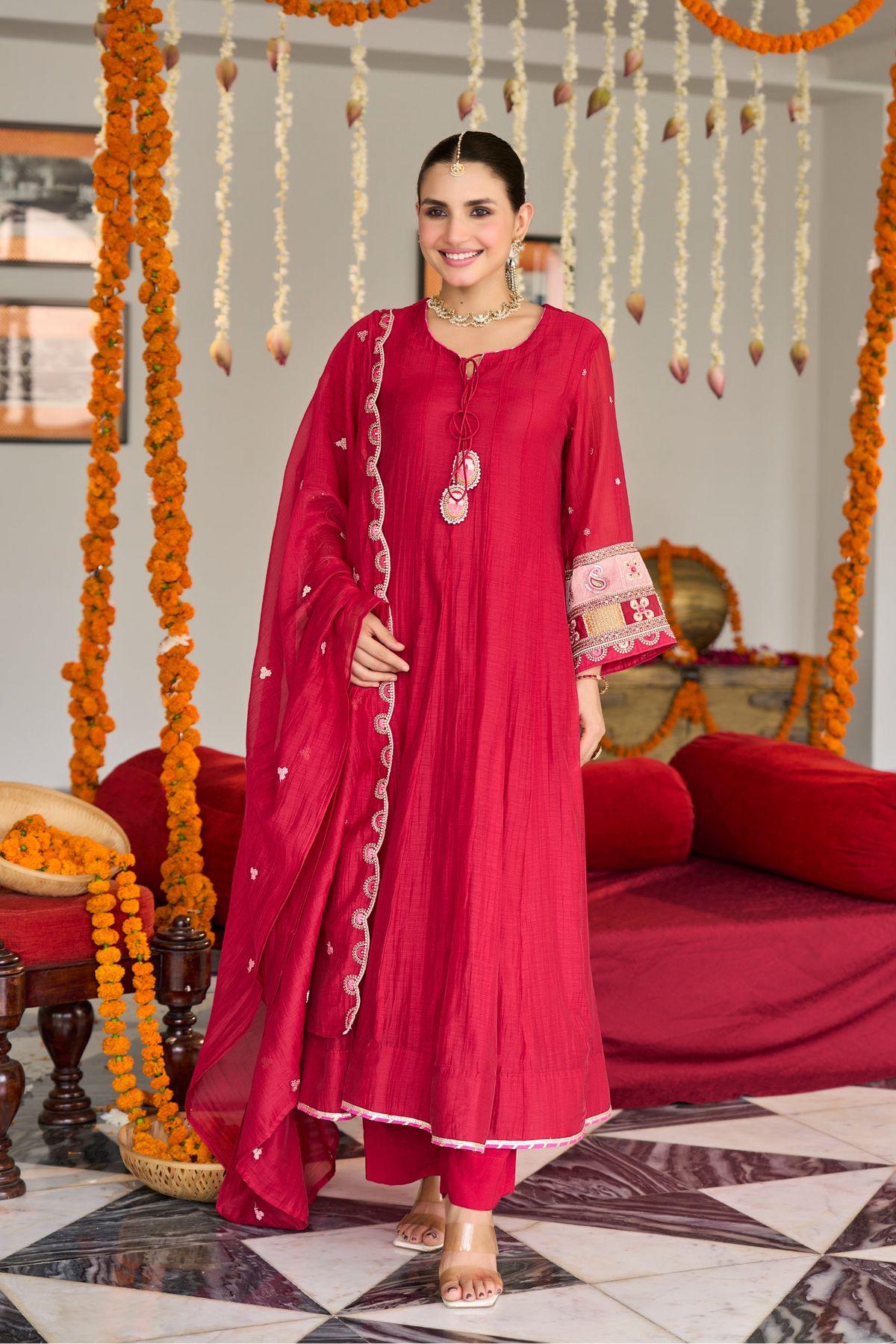 Red Grace Kurta Set