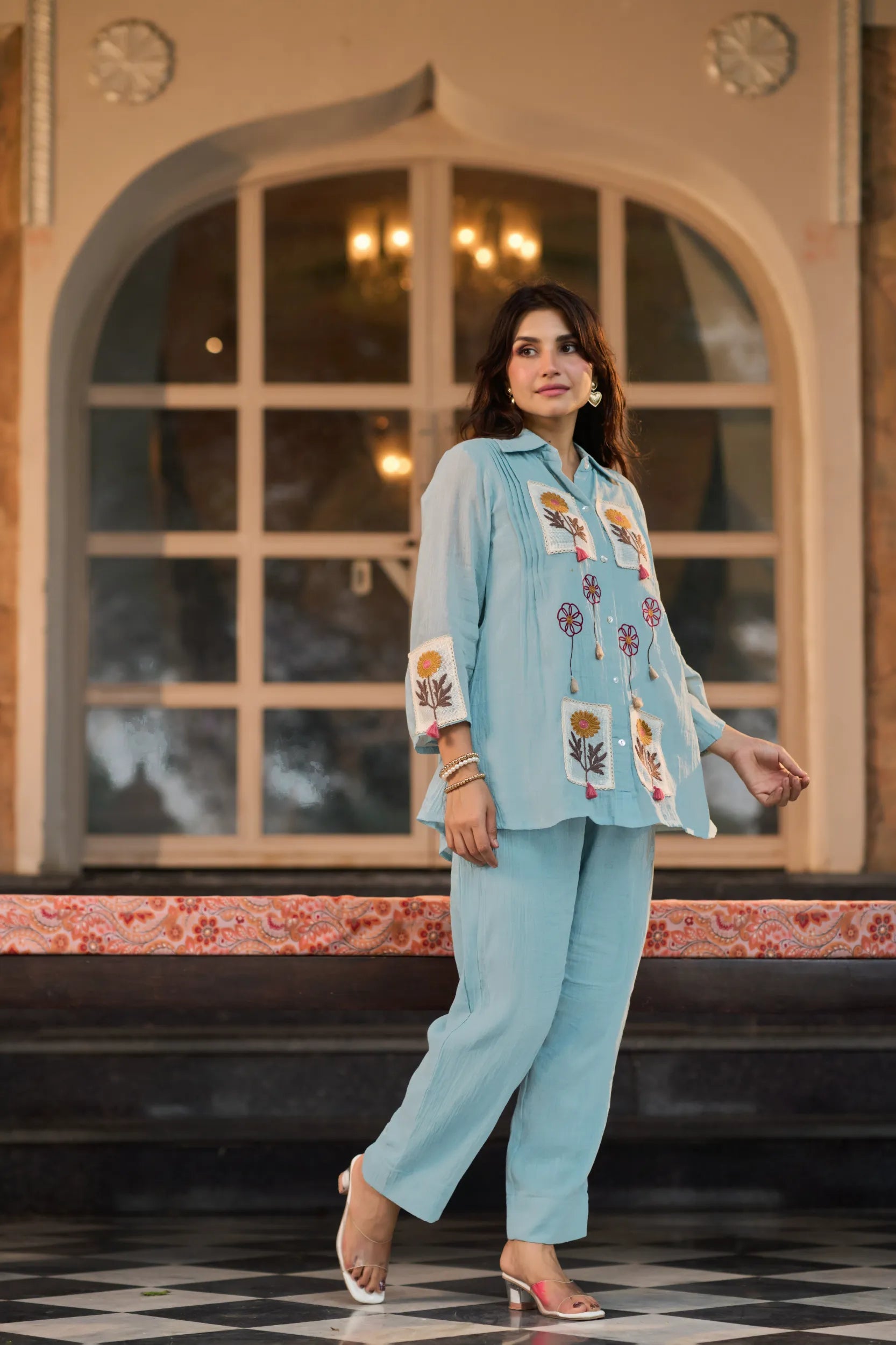 Powder Blue Floral Co-ord