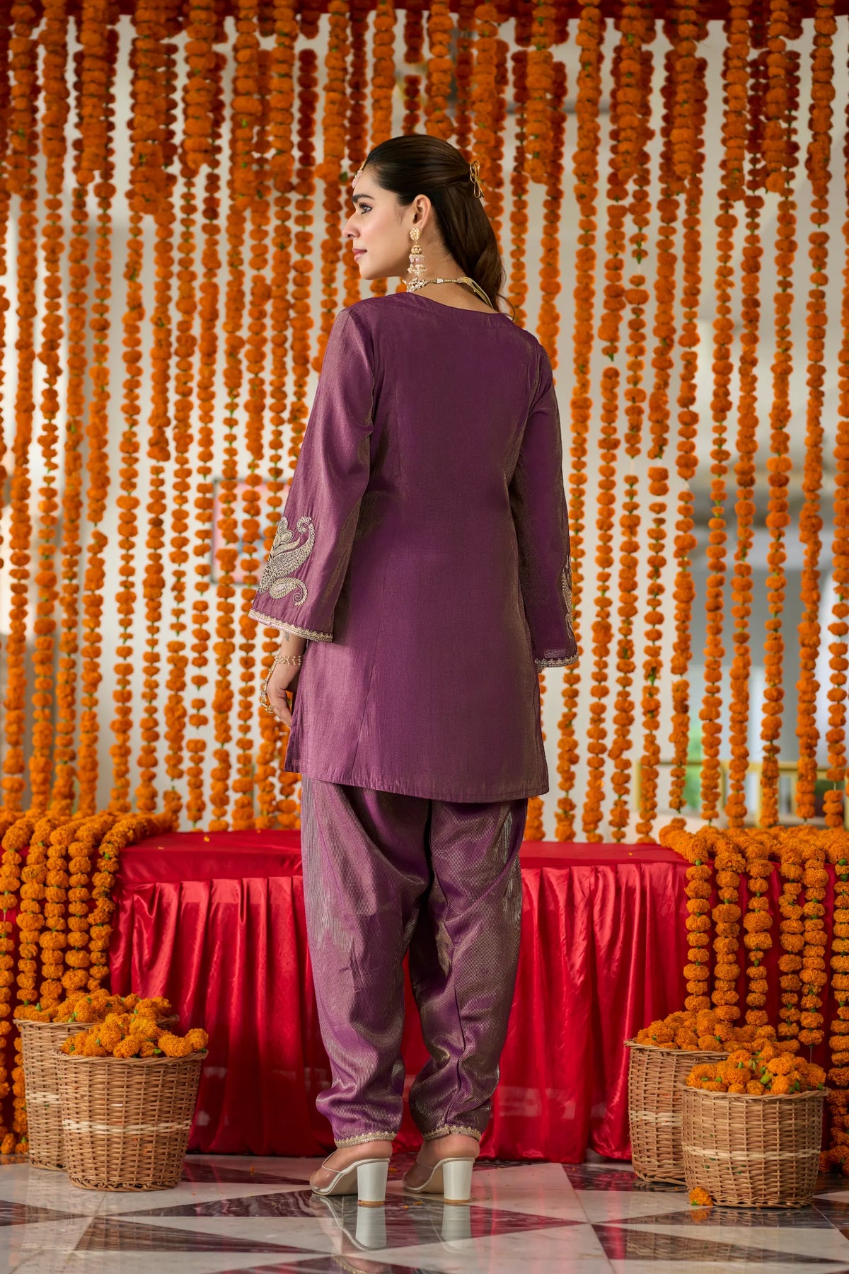 Plum Majesty Embroidered Suit Set