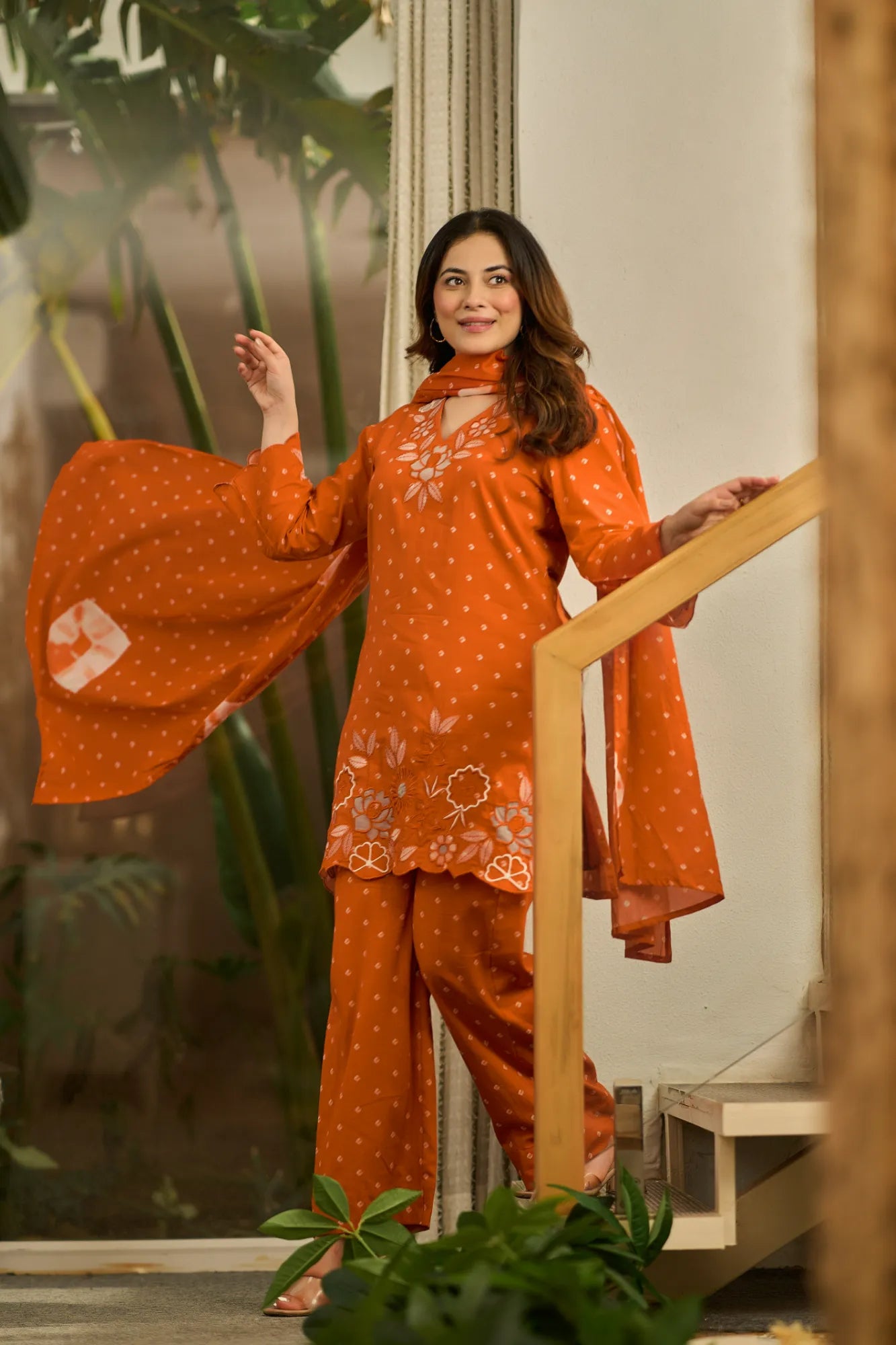 Rust Embroidered Suit Set