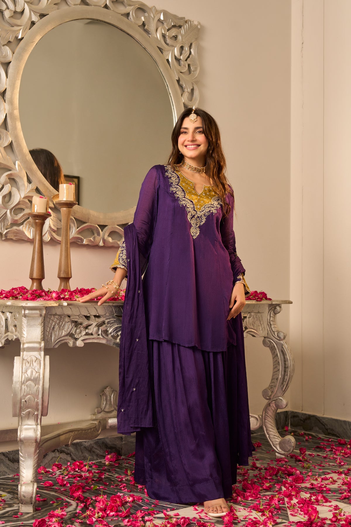 Royal Plum Embroidered Suit Set