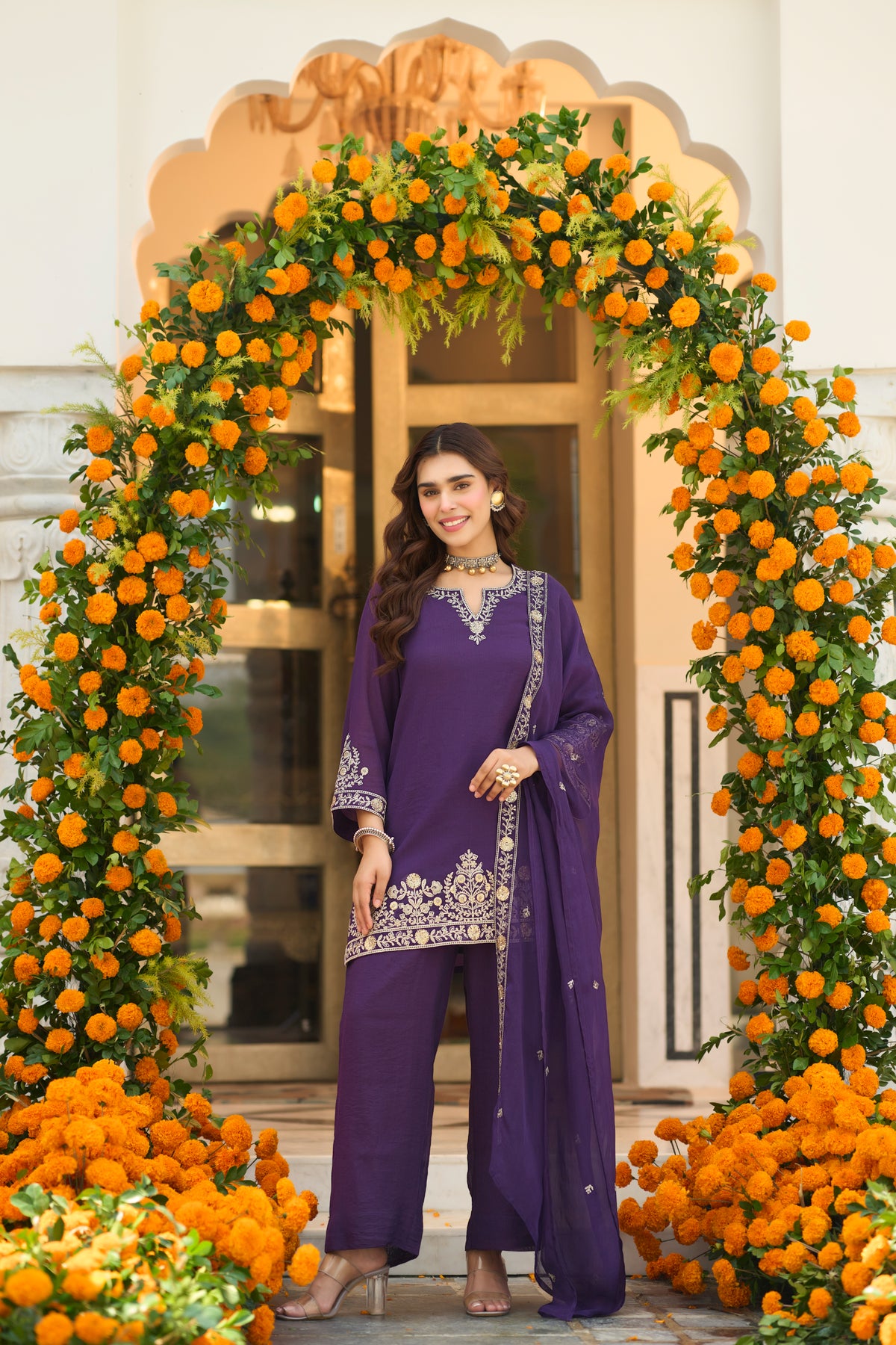 Royal Amethyst Embroidered Suit Set