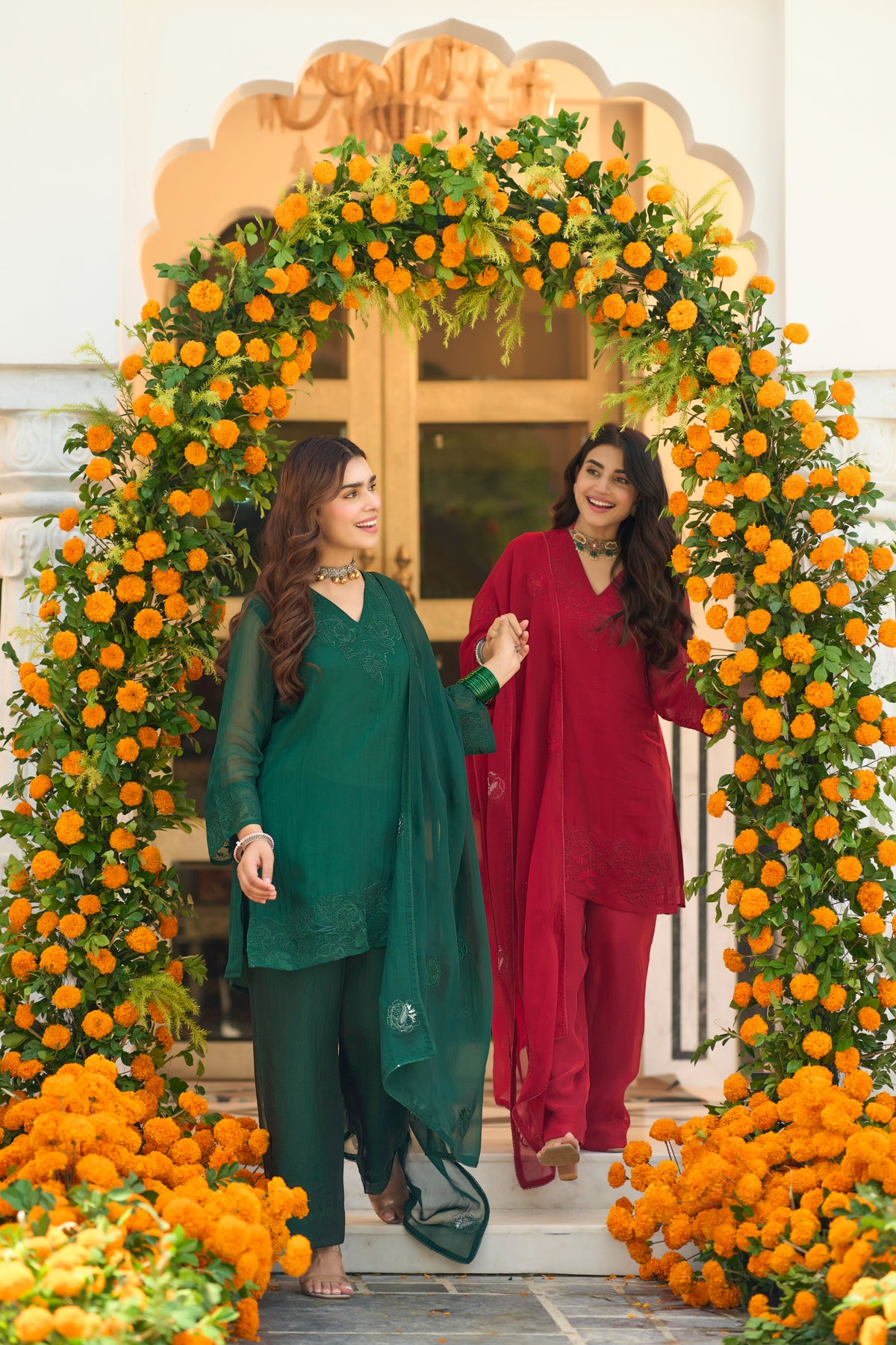 Crimson Red Embroidered Suit Set