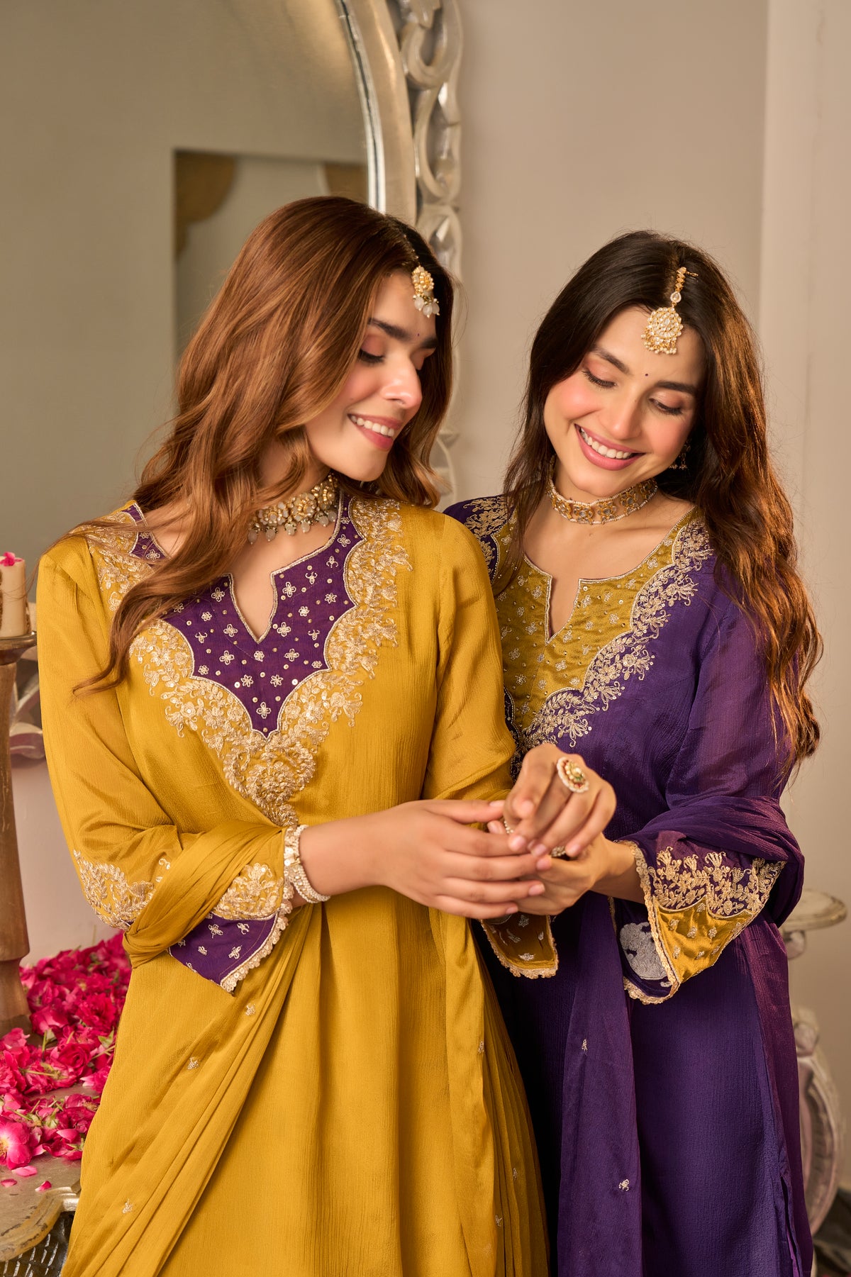 Golden Mustard Embroidered Suit Set