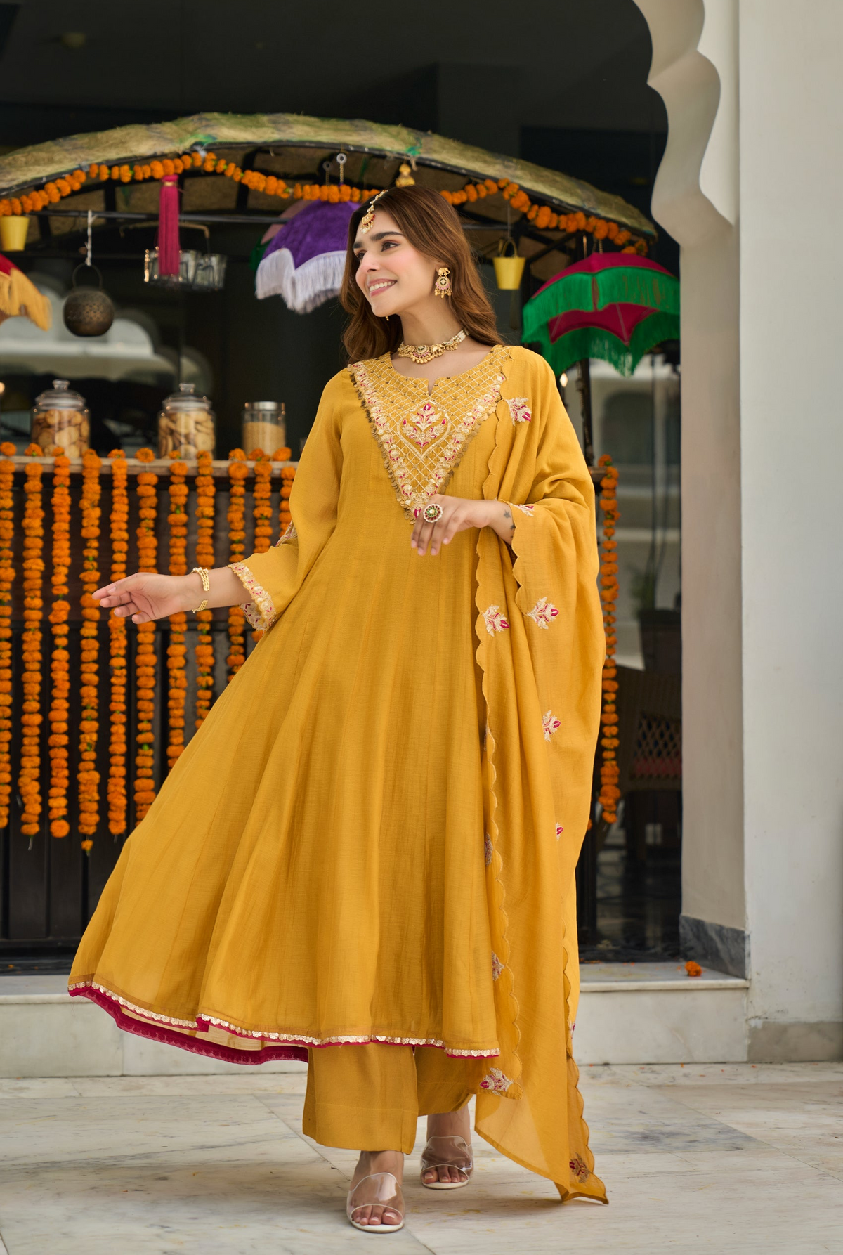 Mustard Golden Bloom Kurta Set
