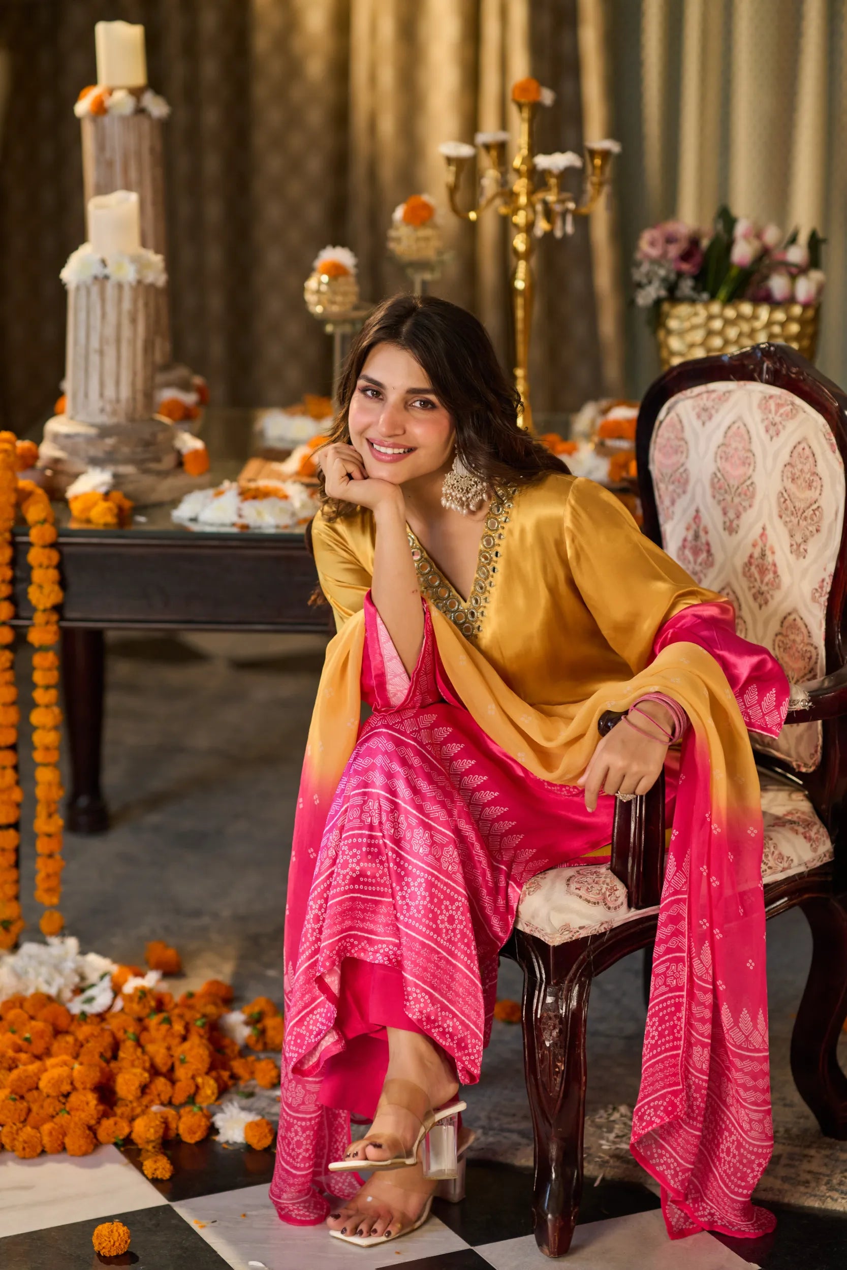 Gulabi Noor Ombre Suit Set