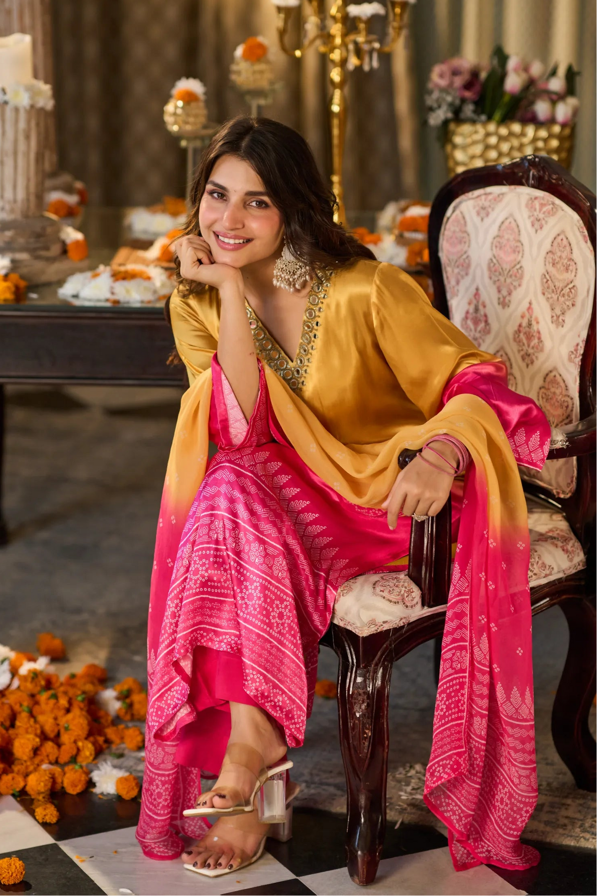 Gulabi Noor Ombre Kurta Set