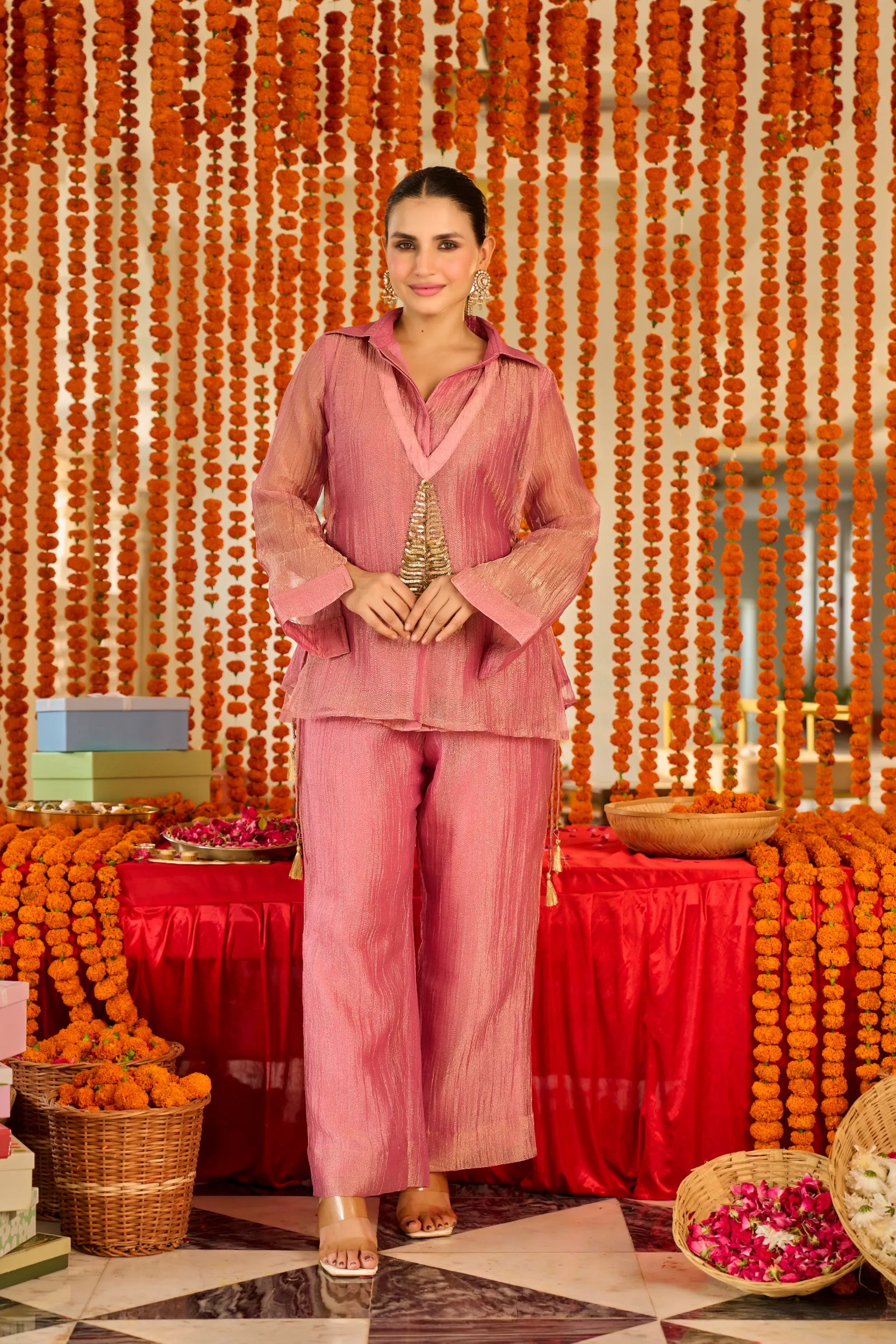 Rose Blush Shimmer Co-ord Set